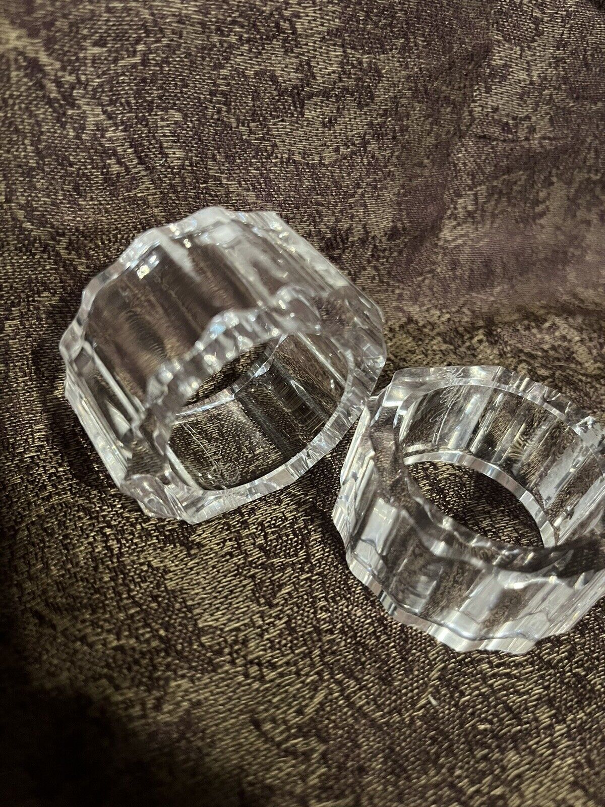 Vintage 1970s Oleg Cassini Crystal Napkin Rings