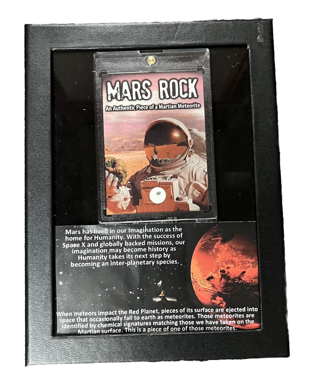 Genuine Mars Rock Meteorite in Display Box - NASA - SPACE