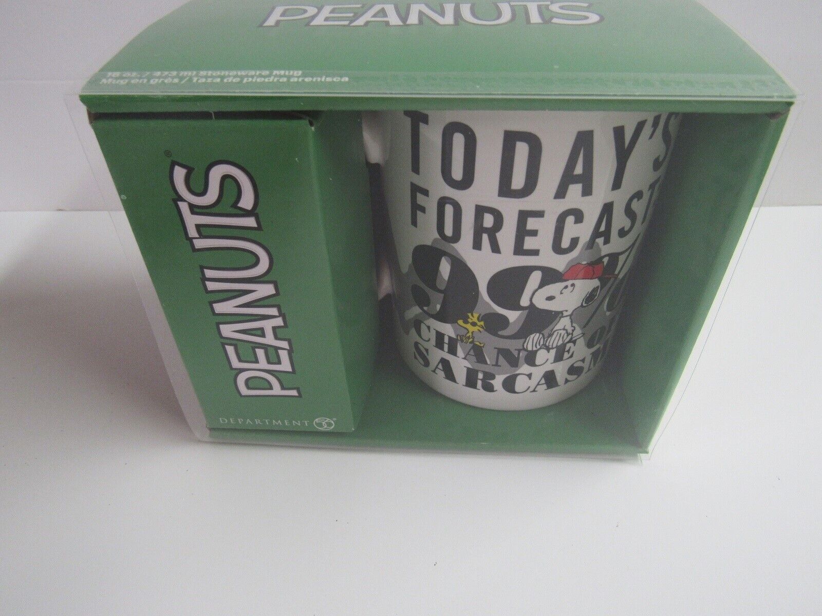 Dept 56 Peanuts 99% Chance of Sarcasm Mug 6002591 Gift Boxed Snoopy Woodstock