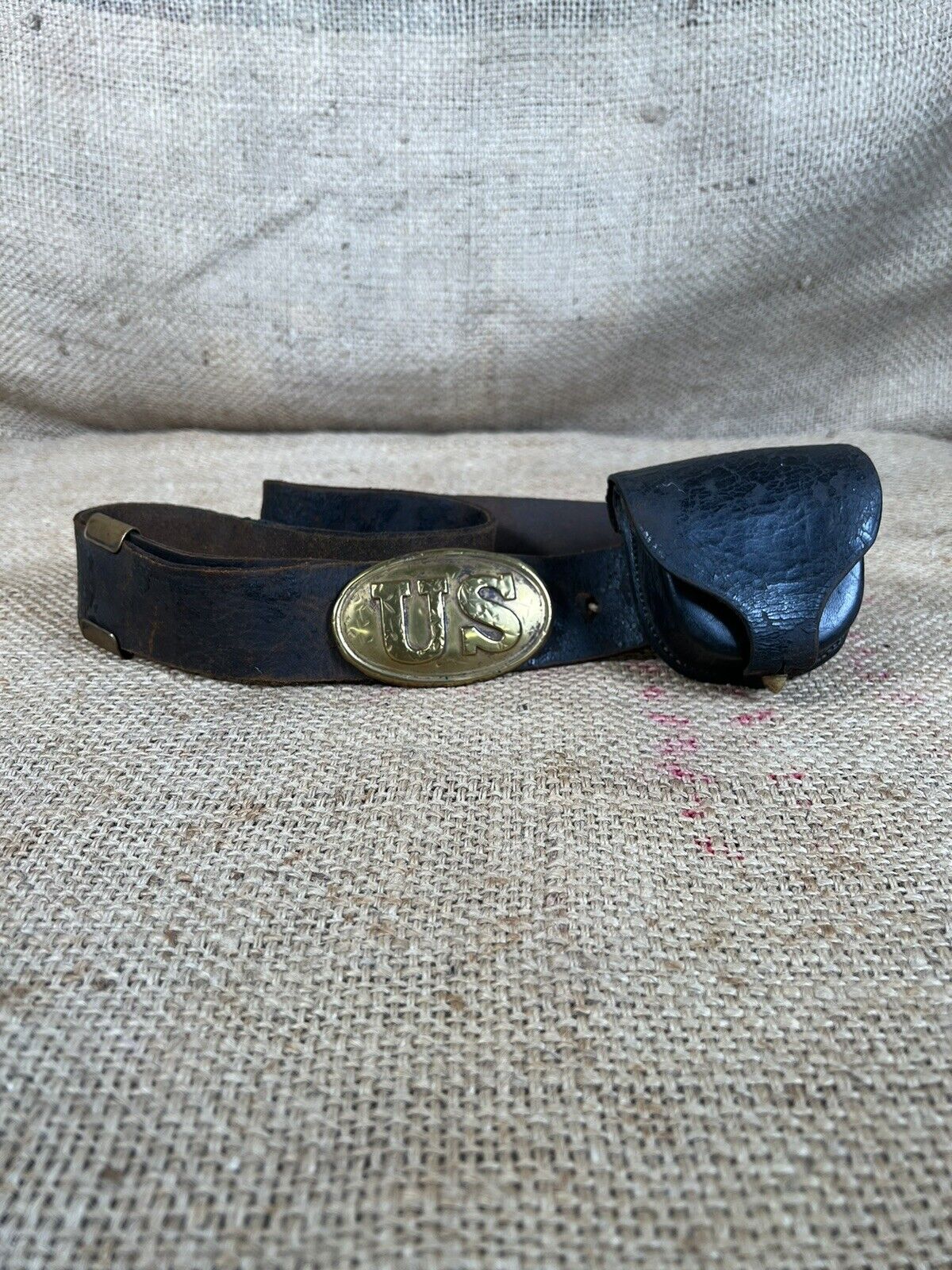 Civil War Regulation Waist Belt and US Buckle with Cap Box
