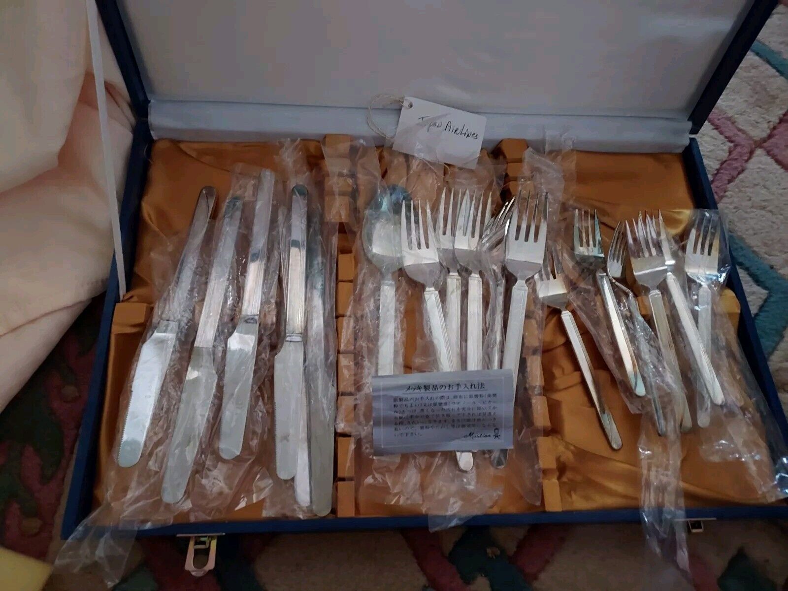 Rare Find 18 Piece Japan Airlines Silver Ware In Cased