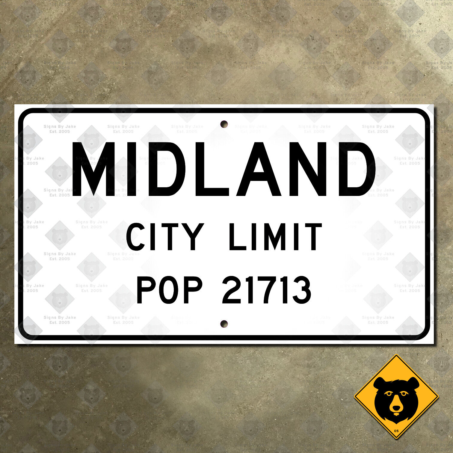 Midland Texas city limit road sign highway 1956 Permian Basin West 21x12