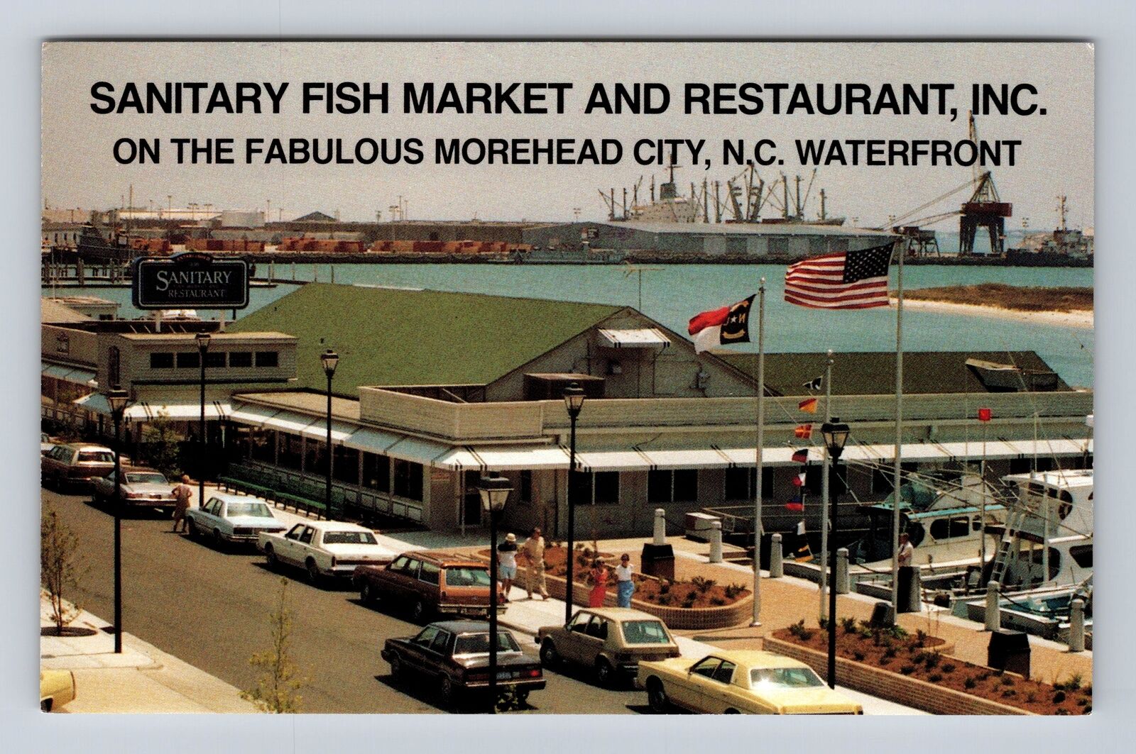 Morehead City NC-North Carolina Sanitary Fish Market Restaurant Vintage Postcard