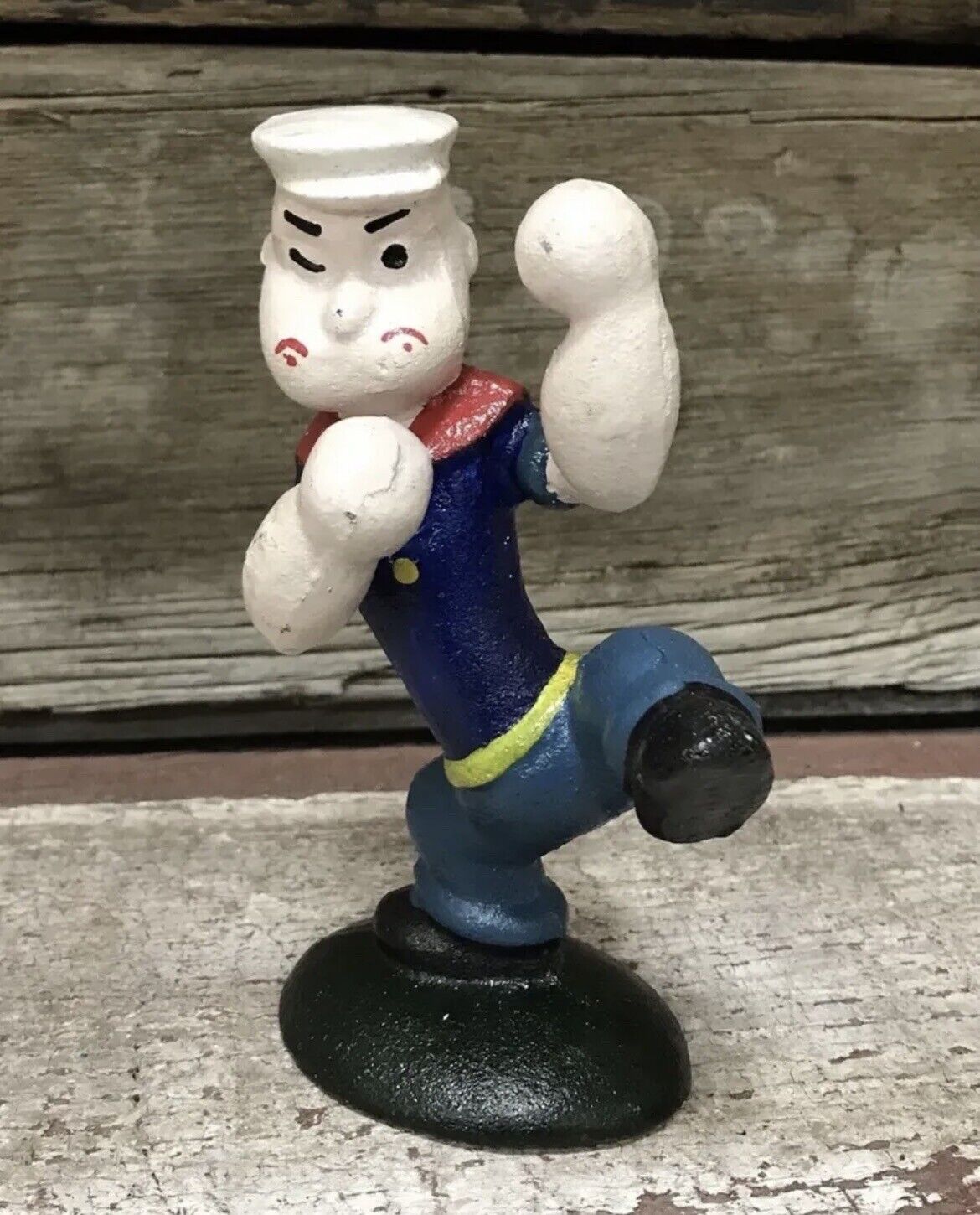 POPEYE The Sailor Man Fighting / Boxing Cast Iron 5.75” Figurine