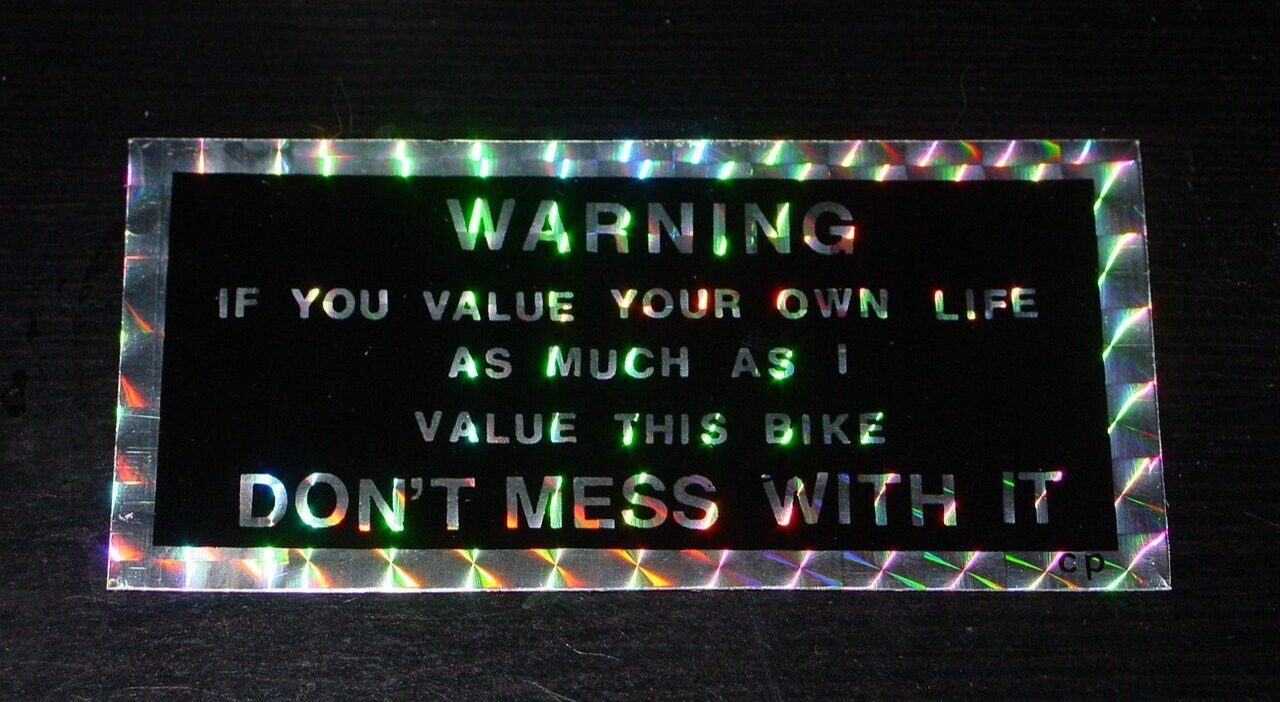 WARNING DON'T MESS WITH IT VINTAGE 1970's PRISM STICKER MOTORCYCLE CHOPPER DECAL