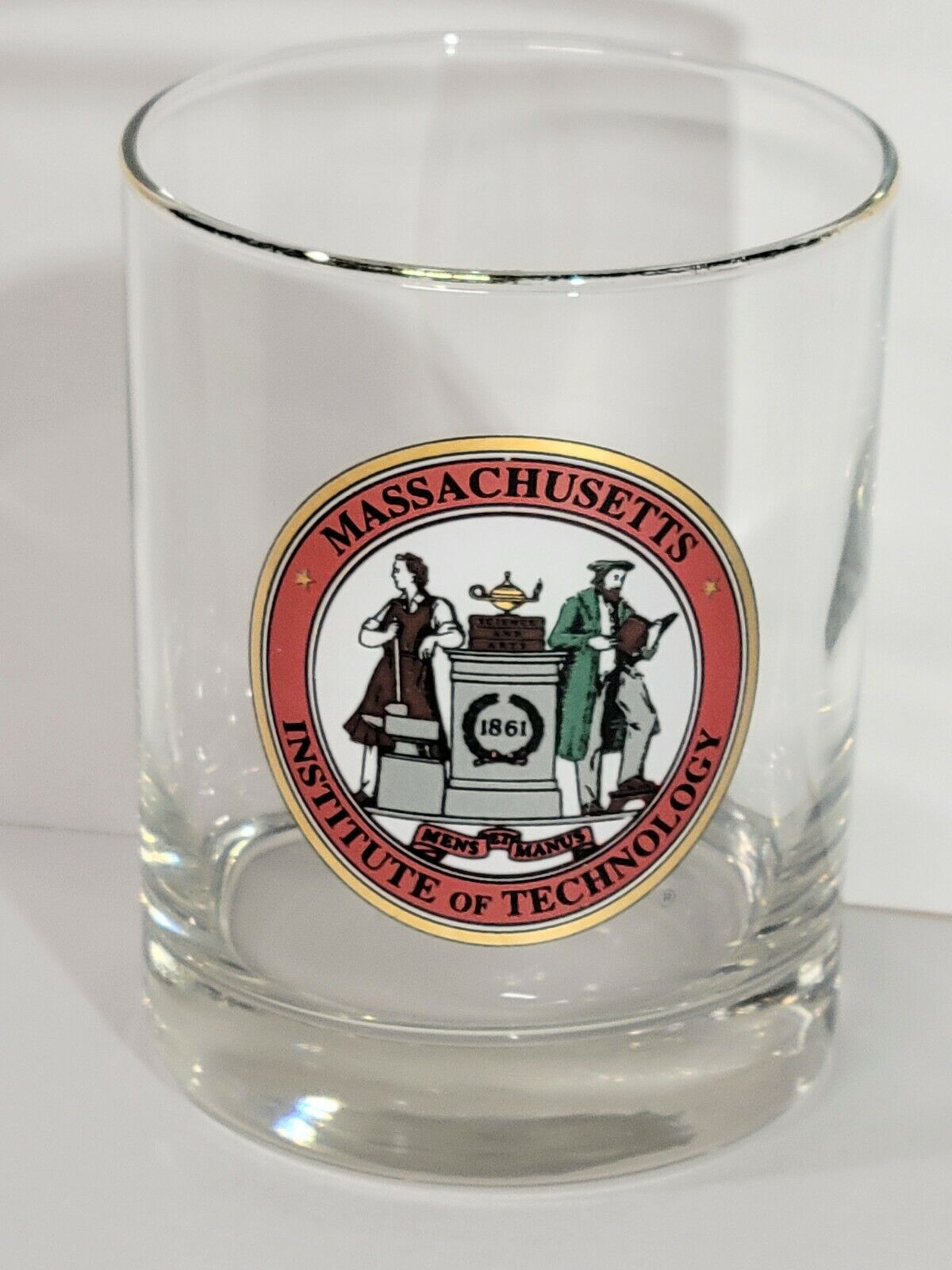 Rare Vintage MIT Massachusetts Institute Of Technology Whiskey Rocks Glass