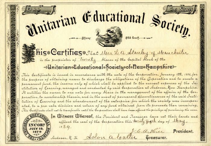 Unitarian Educational Society - General Stocks
