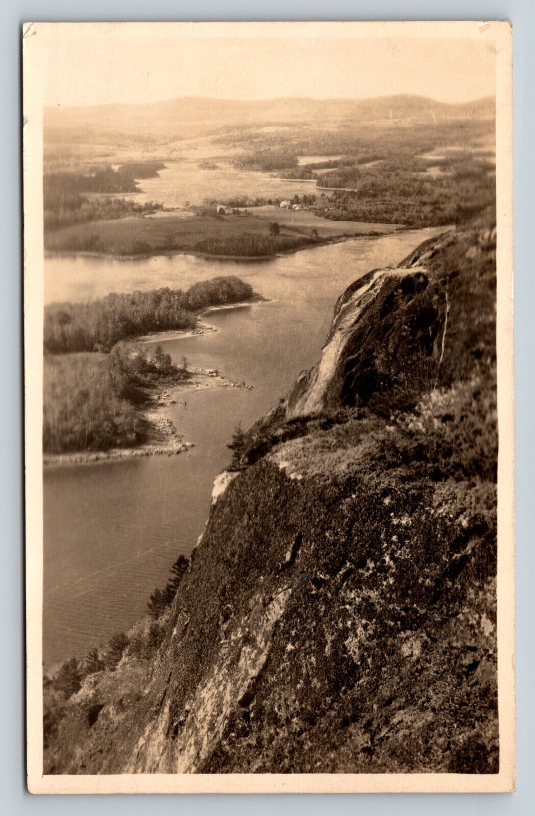 c1922 RPPC Large Cliff Overlooking a River ANTIQUE Postcard 1528