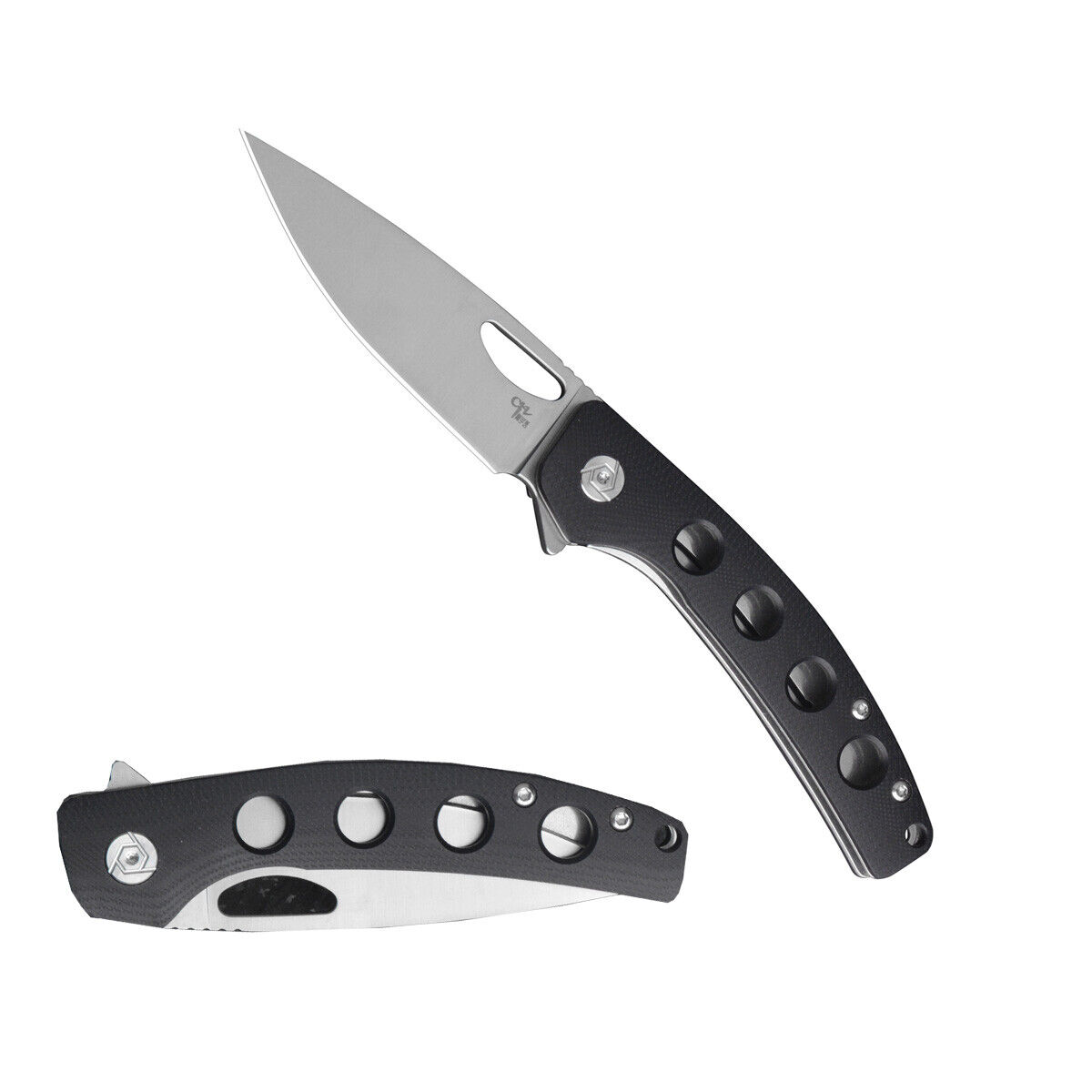 CH Knives 3530 Ultralight Folding Knife Black G-10 Handle Plain Satin D2 Blade
