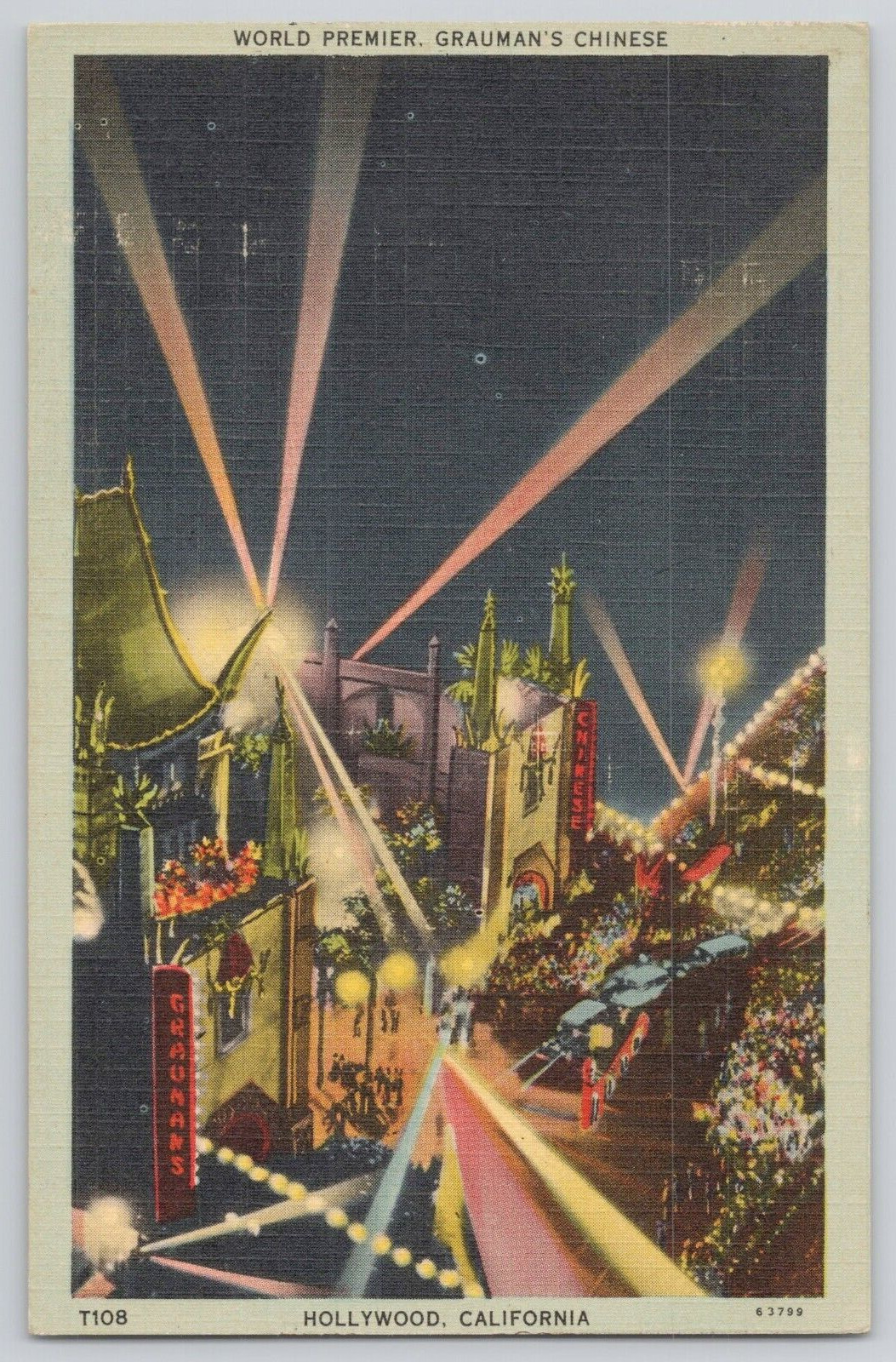 Postcard World Premier Grauman's Chinese Theatre, Hollywood, California