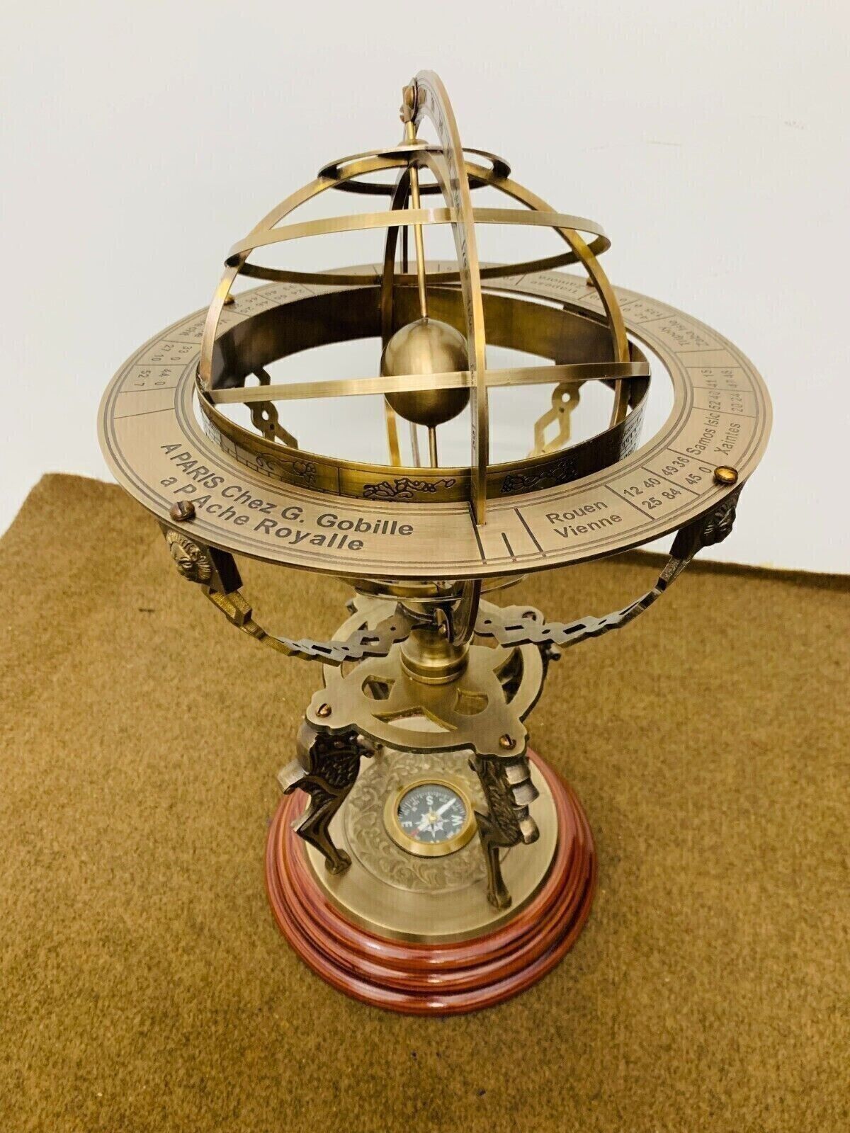 Brass Tabletop Armillary Nautical Sphere Globes Antique 18