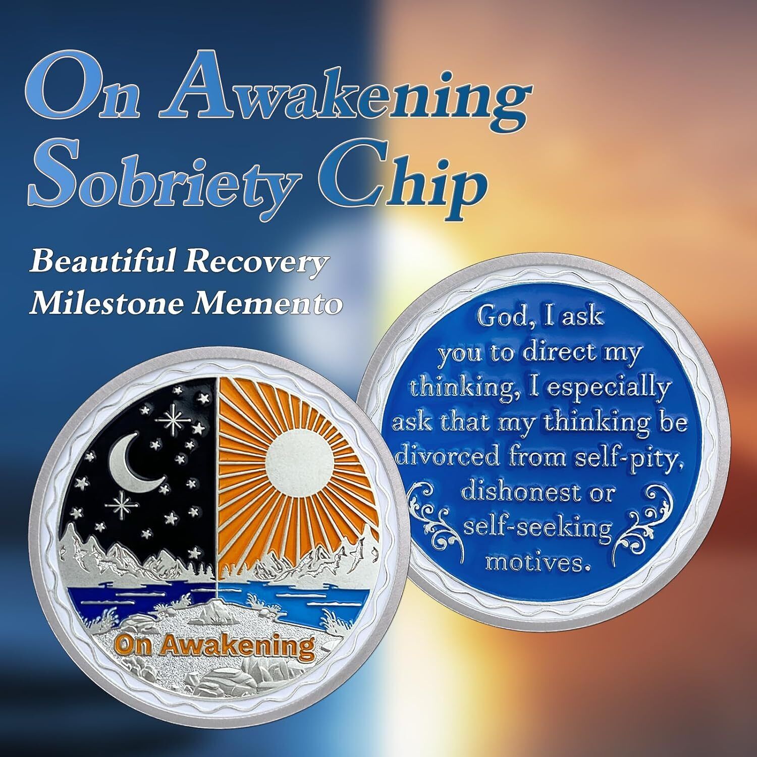On Awakening Sobriety Coin AA Medallion Alcoholics Anonymous Chip Recovery Gifts