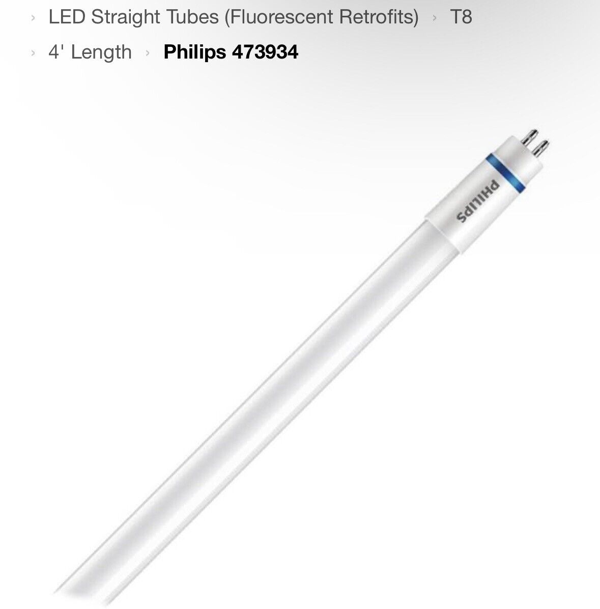 ⚡️(QTY 10) Philips 4' LED T8 InstantFit Light Bulb 13W 3500K (473934) ⚡️