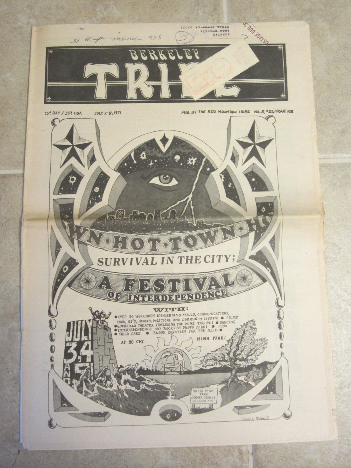 Berkeley Tribe Newspaper July 1971 Hot Town Festival Ft. Ord Riot Angela Davis