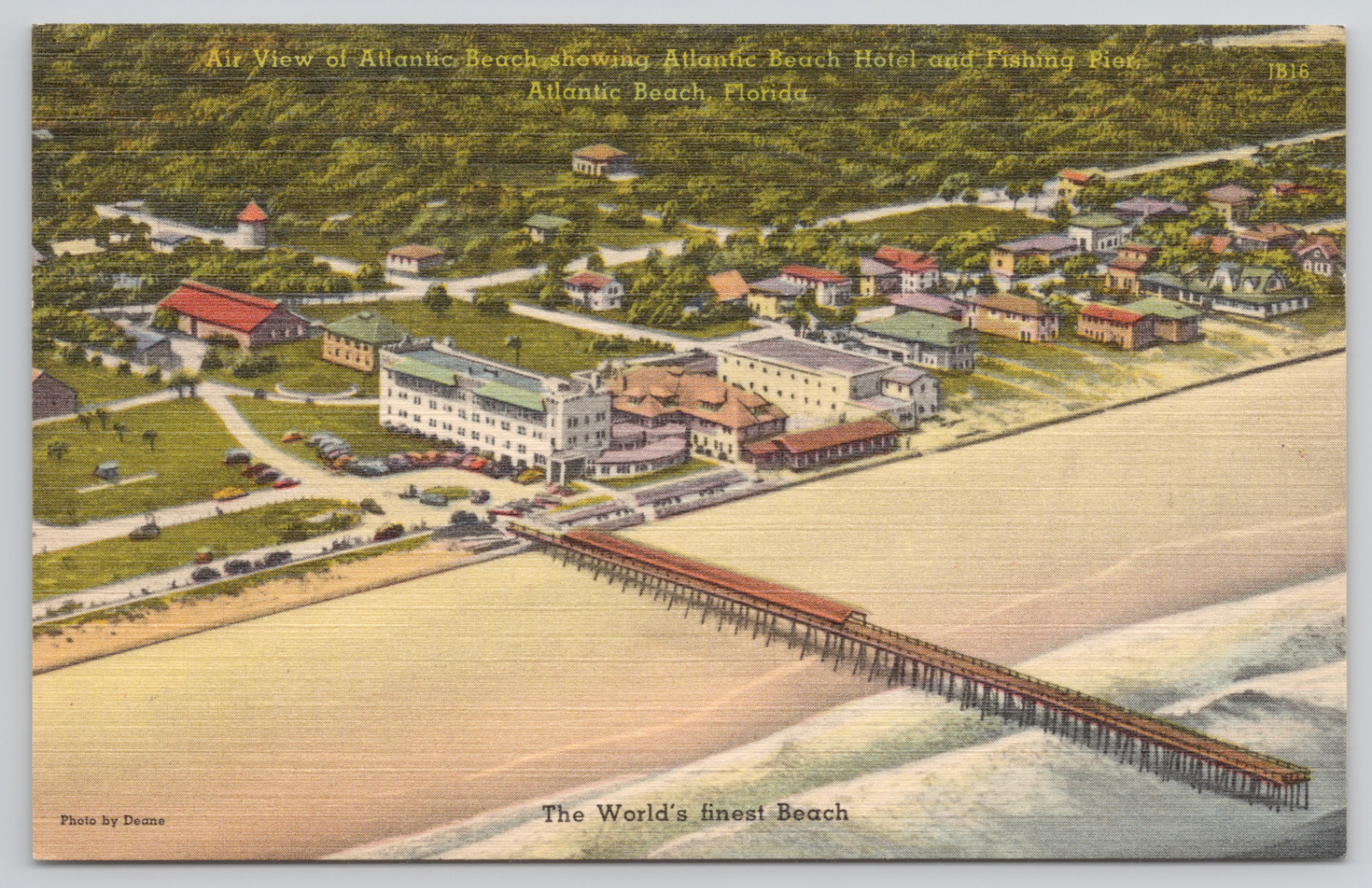 Atlantic Beach Florida Beach View Hotel And Pier Linen Postcard