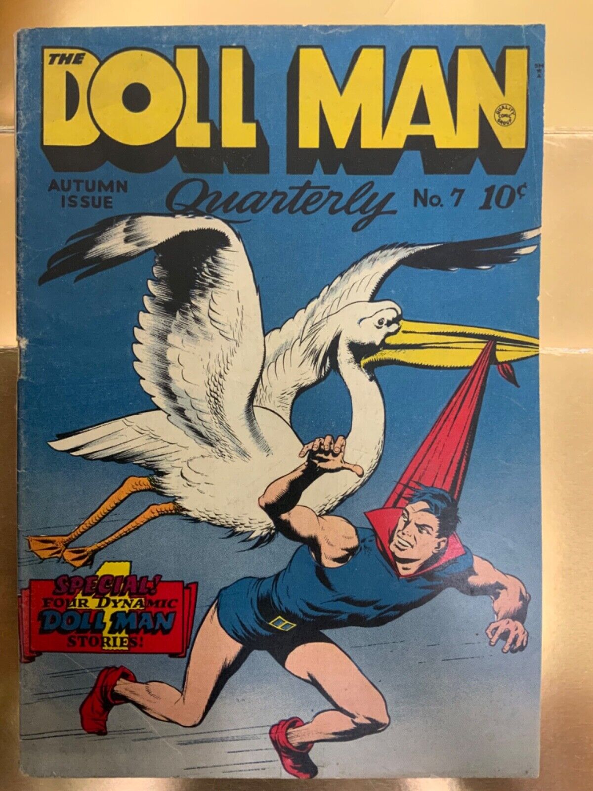 Doll Man Quarterly #7 5.5 FINE- 1943 WW2 ISSUE INJURY TO EYE PANEL NICE COPY
