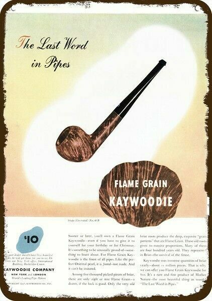 1937 KAYWOODIE WOOD TOBACCO PIPE Vintage Look REPLICA METAL SIGN NOT ACTUAL PIPE