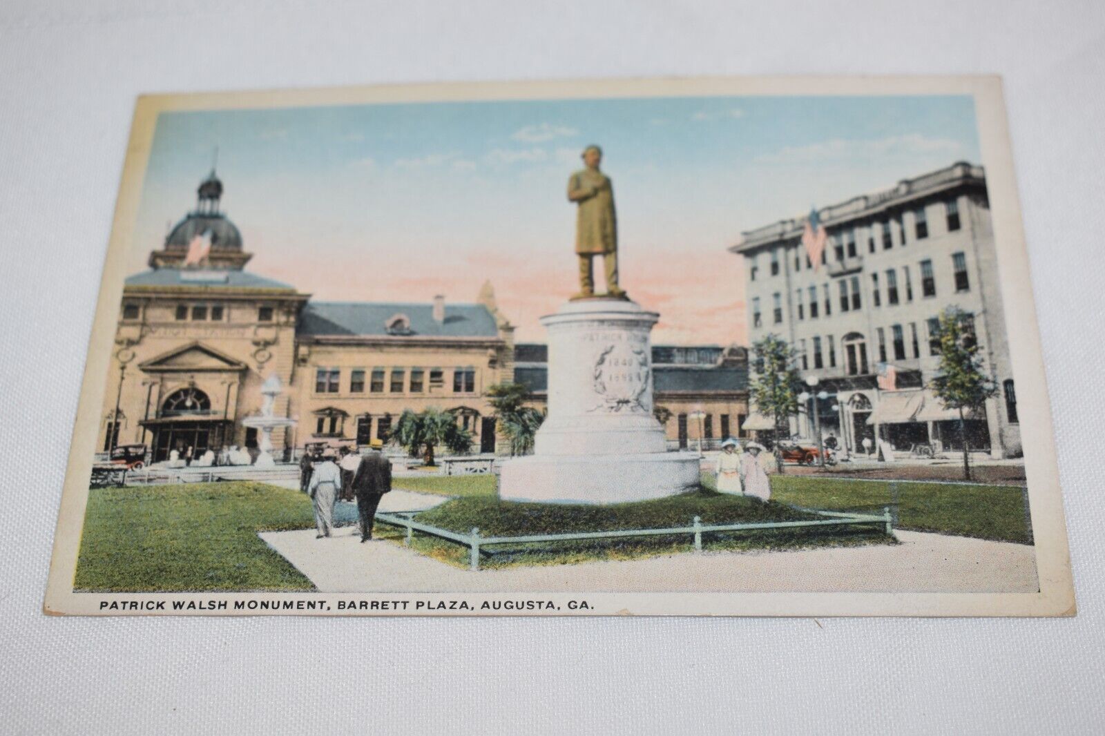Patrick Walsh Monument Barrett Plaza Augusta Georgia Postcard C. T. American Art