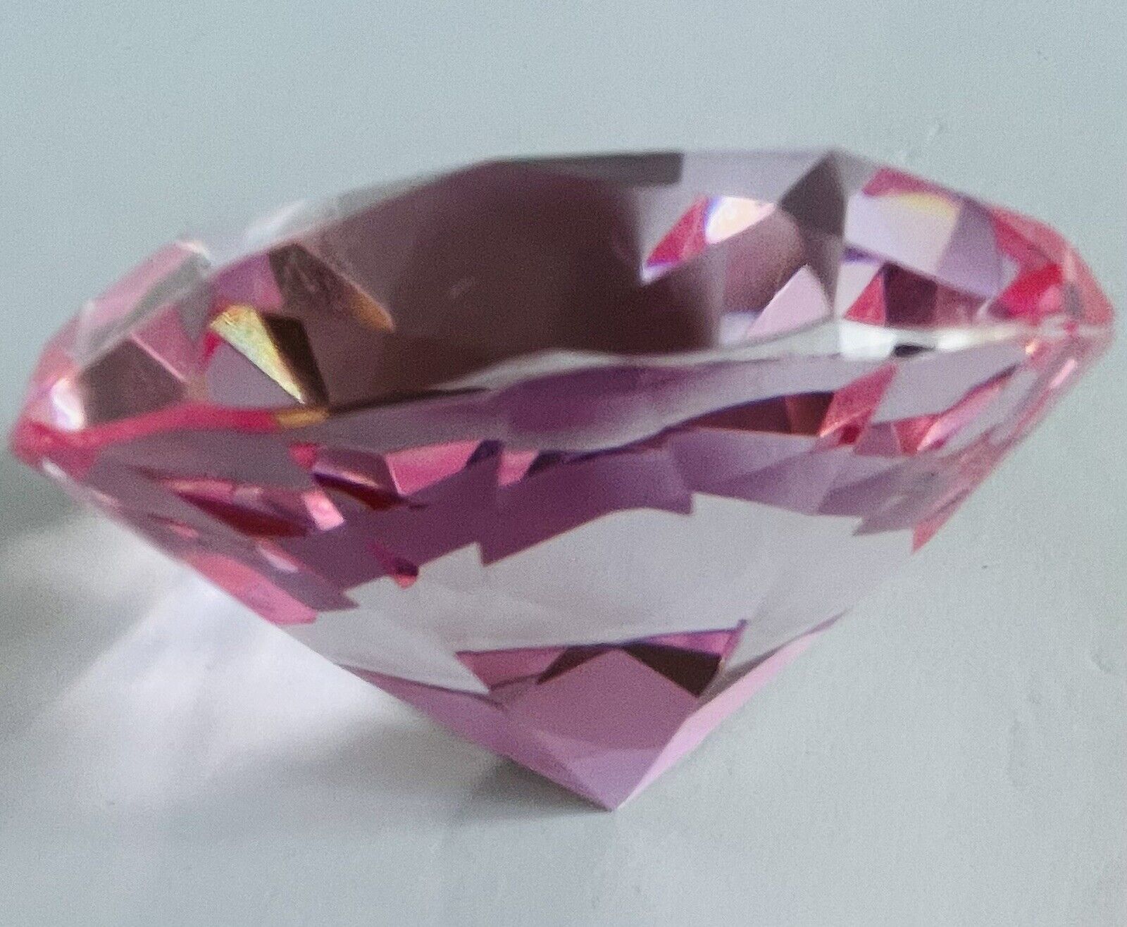 OLEG CASSINI Diamond Crystal Pink Paperweight Signed