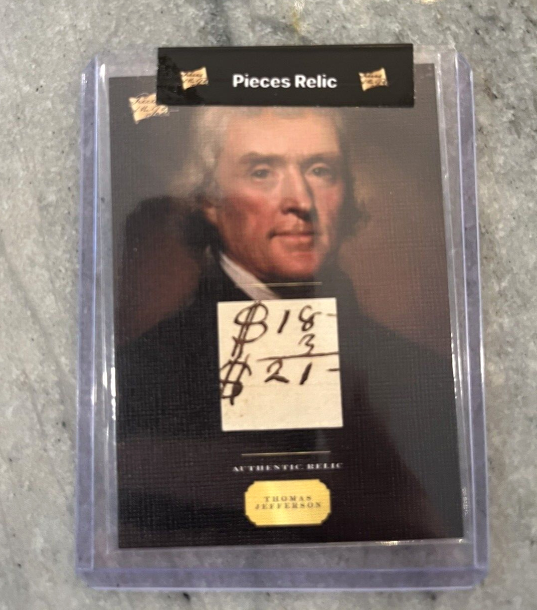 Pieces of the Past THOMAS JEFFERSON  Authentic HANDWRITTEN RELIC CARD