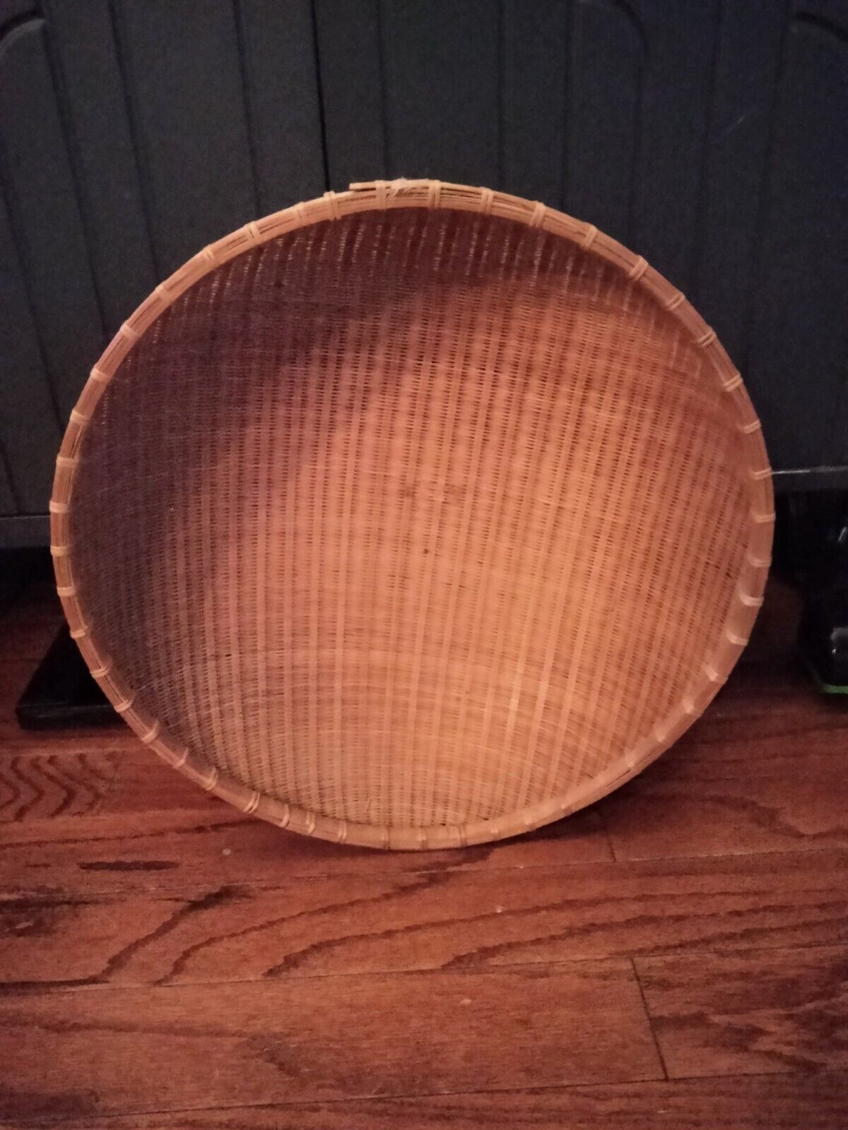 Vintage Round Bamboo Winnowing Basket Large Boho