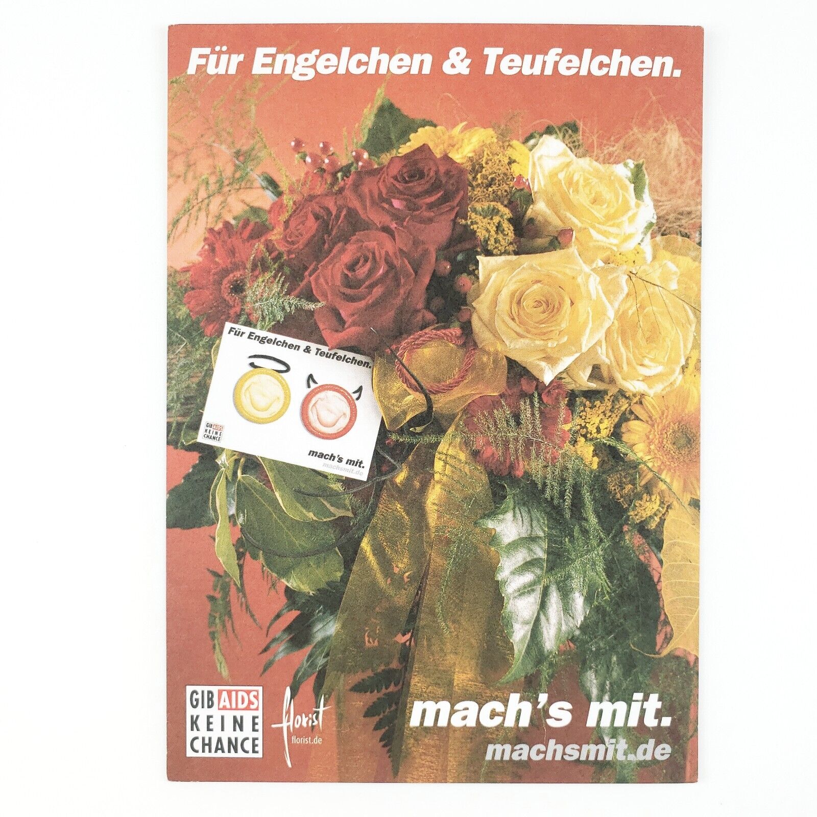 Aids Prevention Condom Ad Postcard 4x6 German Flower Vase Roses Germany DE B1902
