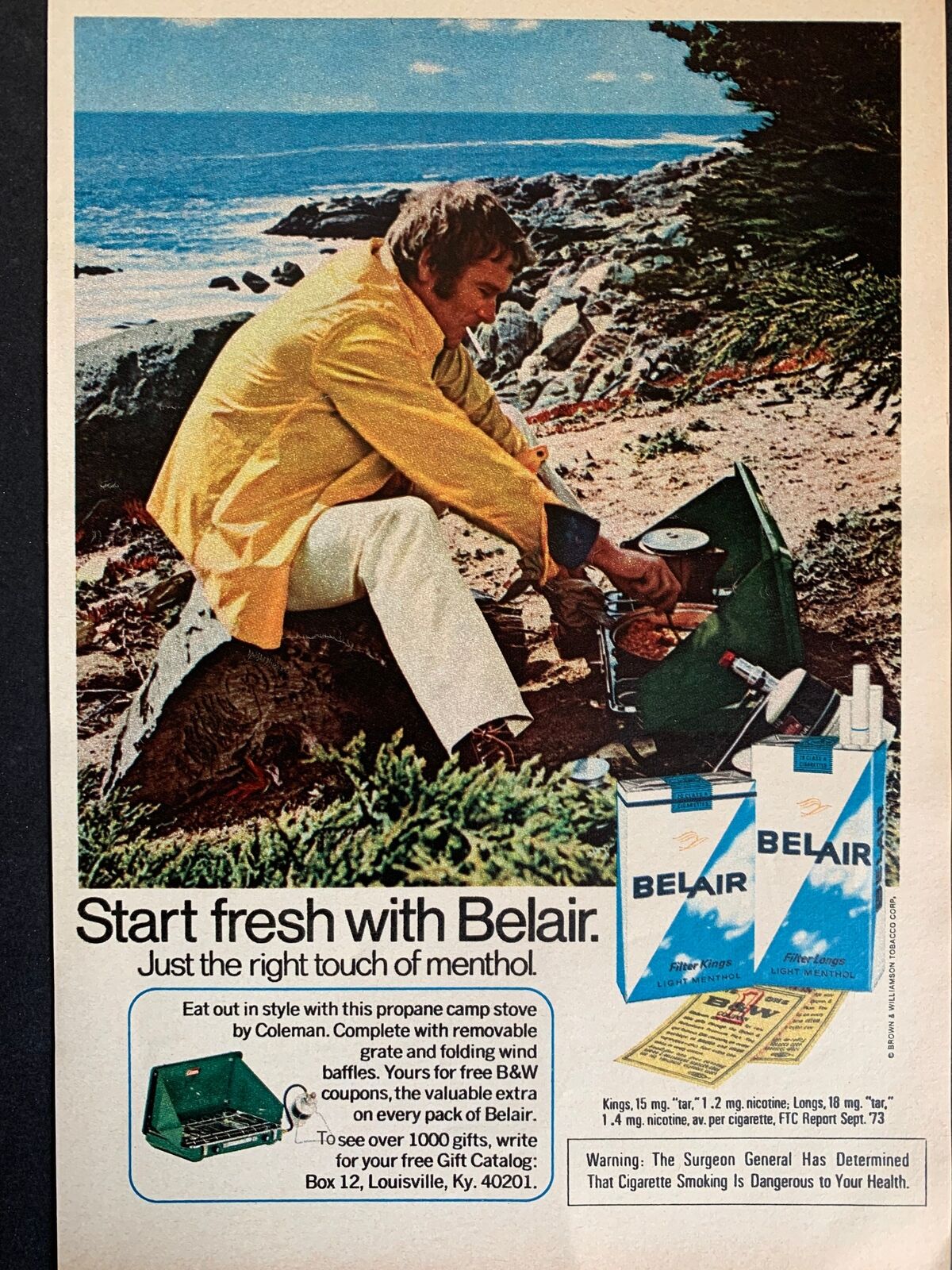 Vintage 1973 Belair Cigarettes Ad