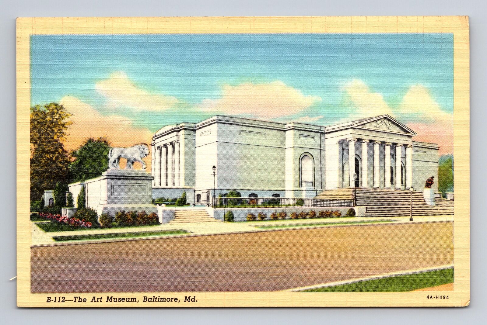 c1934 Linen Postcard Baltimore MD Maryland Art Museum