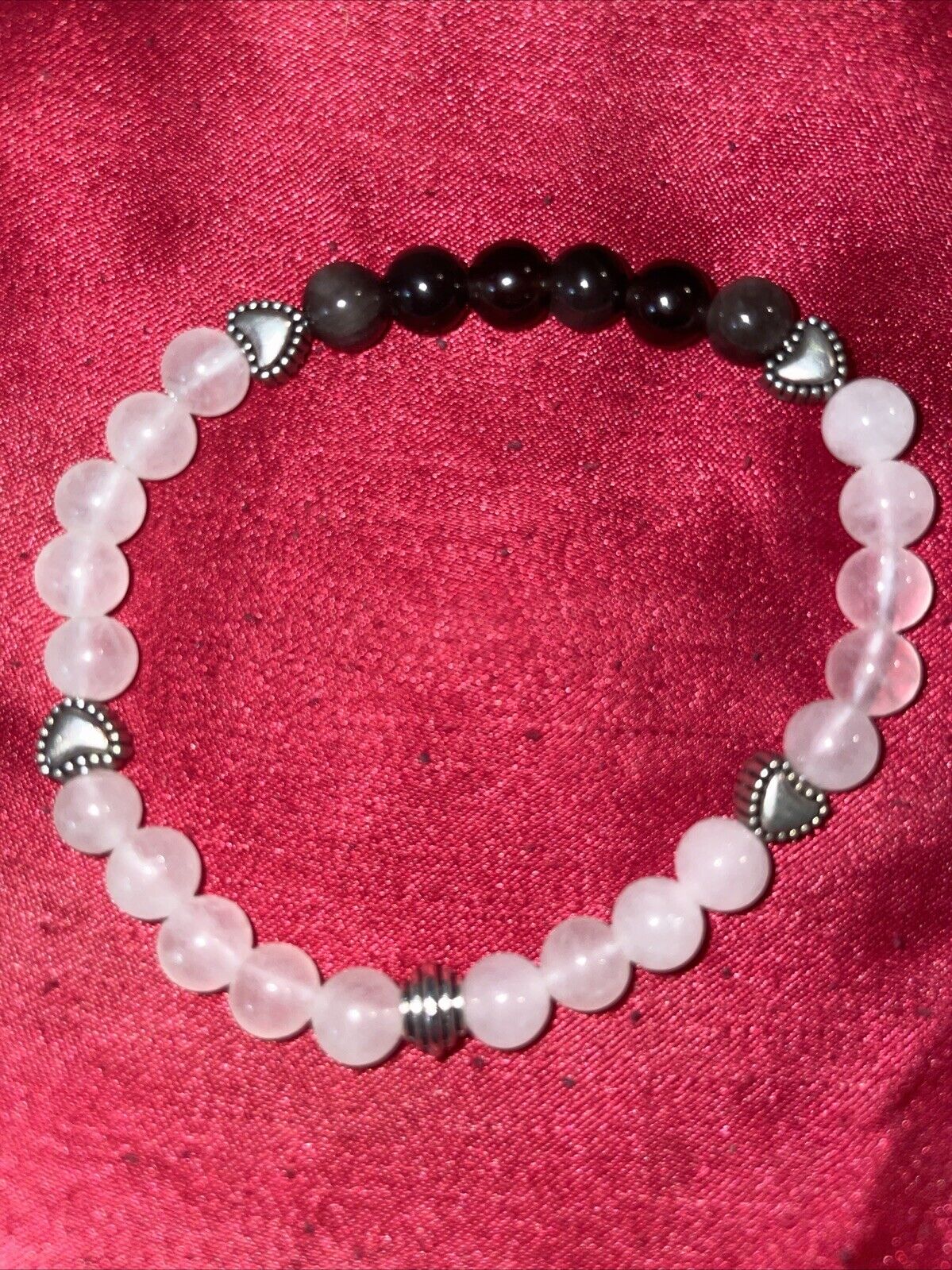 6 Mm Natural Gemstone Clear Quartz And Gray Obsidian