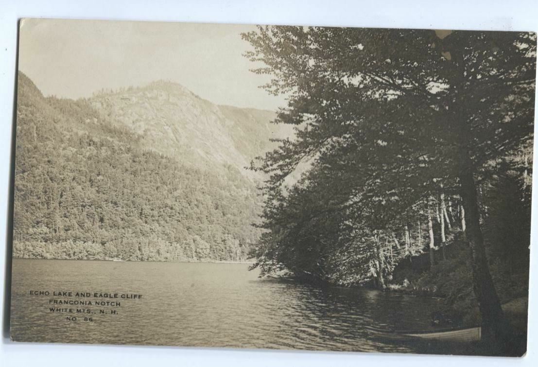 RPPC Postcard Echo Lake and Eagle Cliff Franconia Notch White Mts NH 