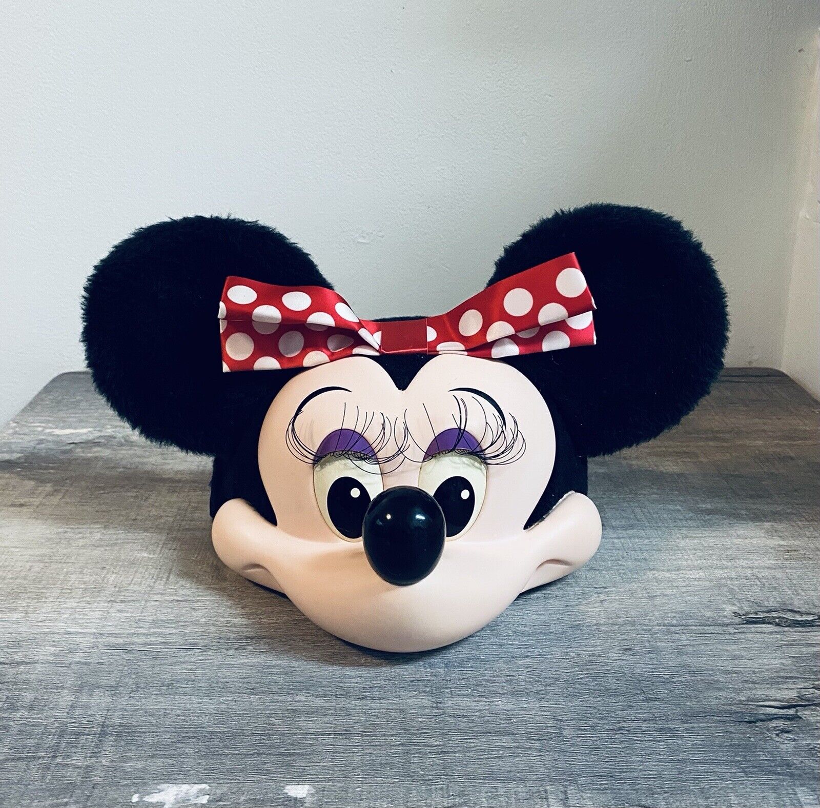 Vintage 1996 Disney World Minnie Mouse Plush Ears Hard Face Adjustable Hat