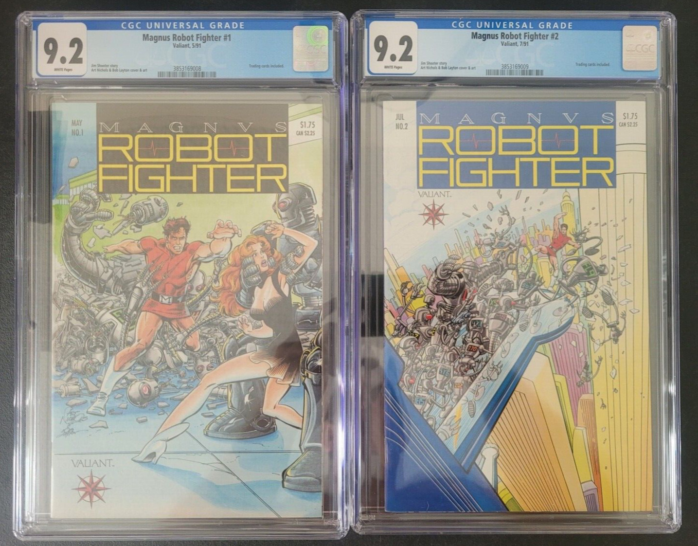 MAGNUS ROBOT FIGHTER #1 & 2 BOTH CGC 9.2 GRADED 1991 VALIANT COMIC TRADING CARDS