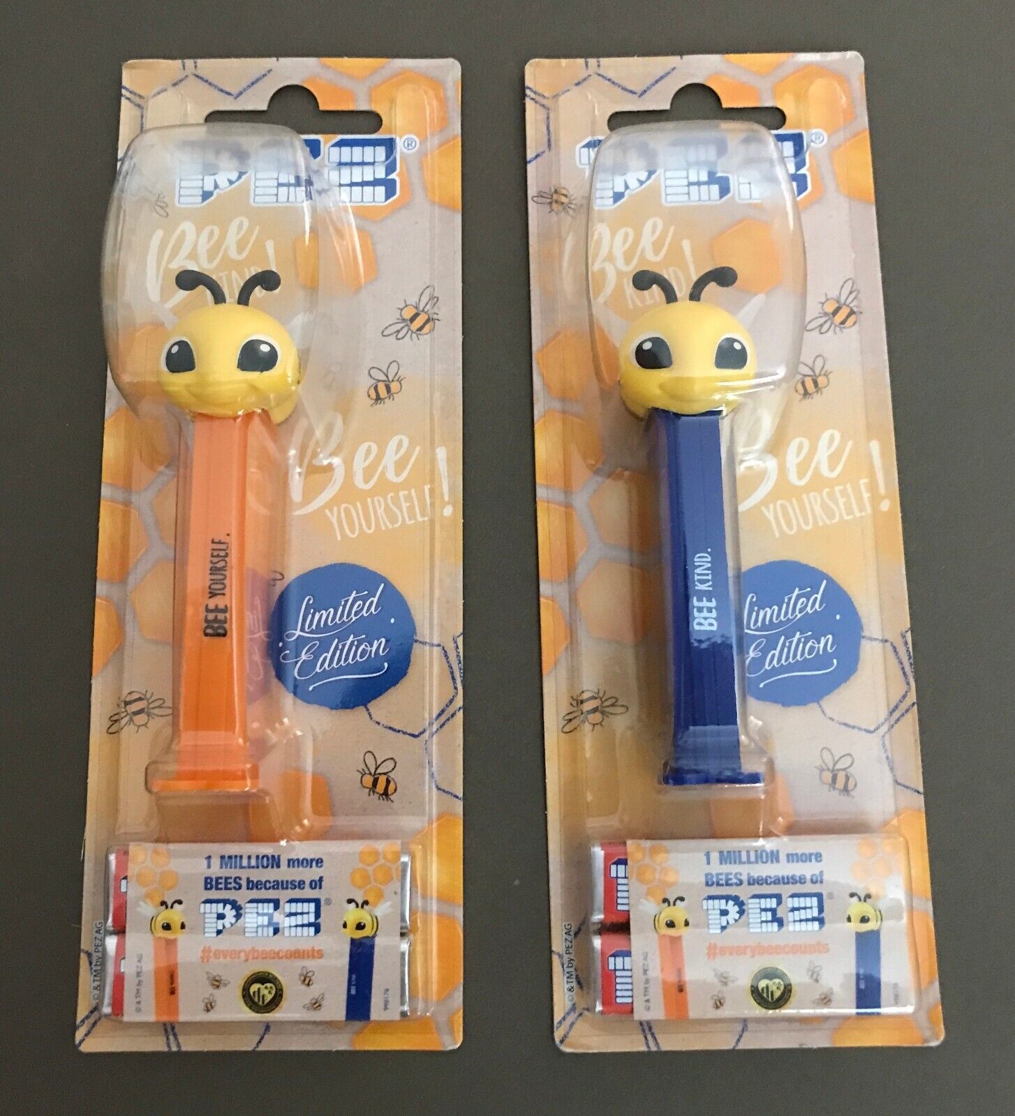 2021 Pez Bee Yourself set of 2 Blue and Orange limited edition