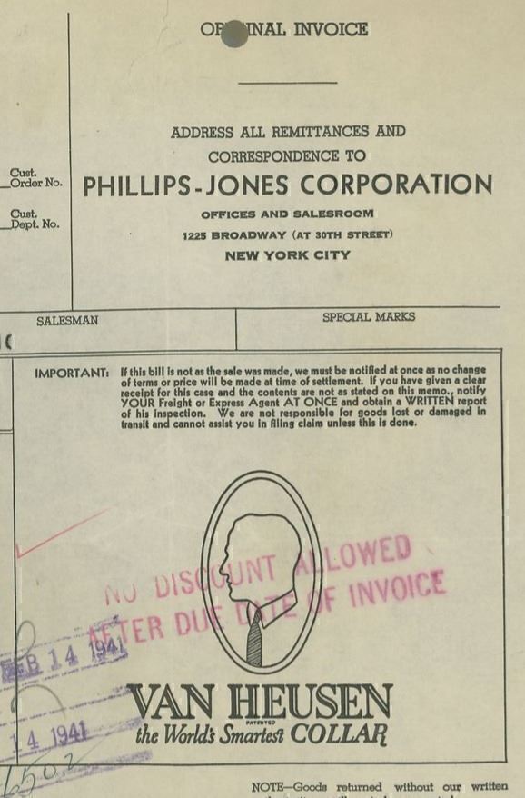 1941 Phillips-Jones Corporation 1225 Broadway New York City Van Heusen Shirt 383