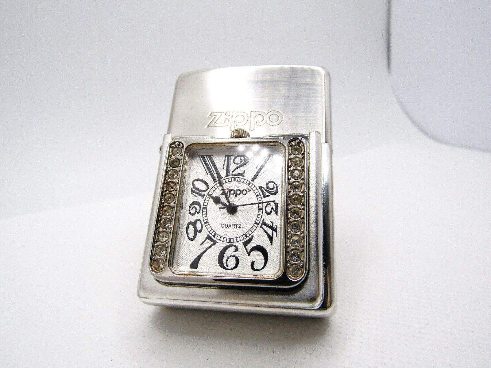 Time Lite Light Swarovski Pocket Watch Clock running Zippo 2004 Fired Rare