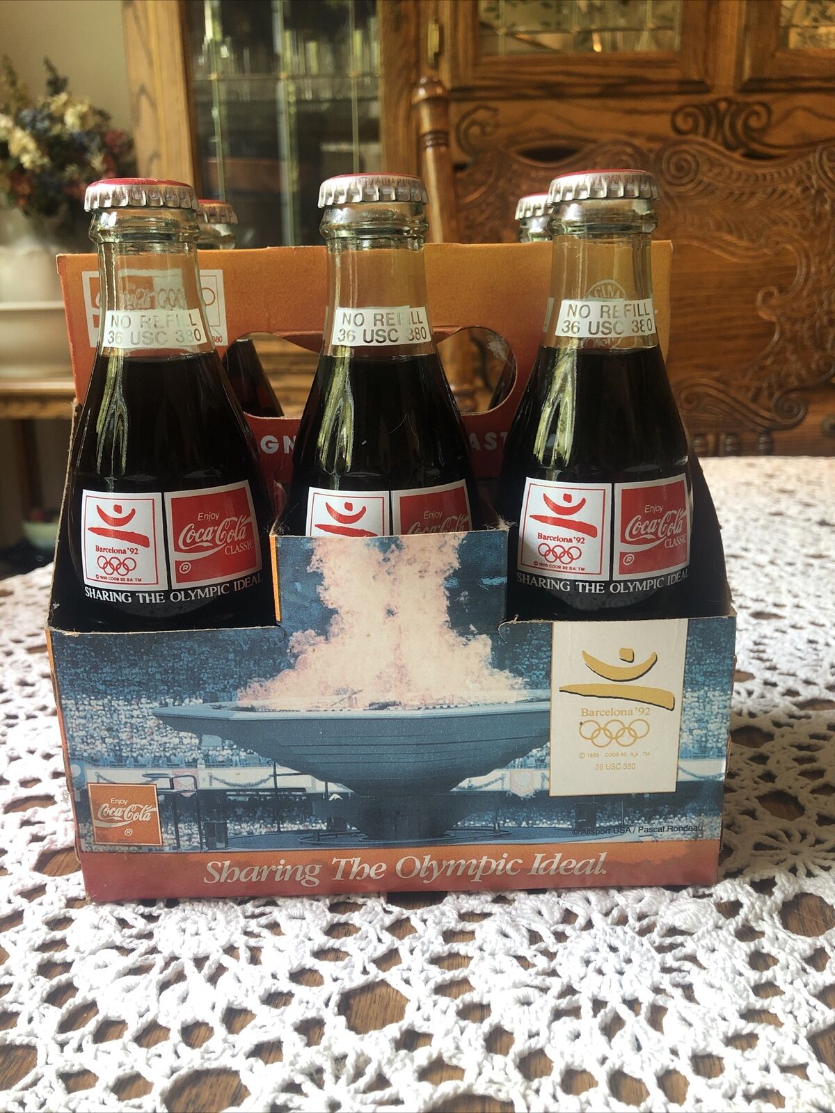 6-pack Coca Cola Full Bottles 1992 Barcelona Sharing Olympics Ideal COKE CLASSIC