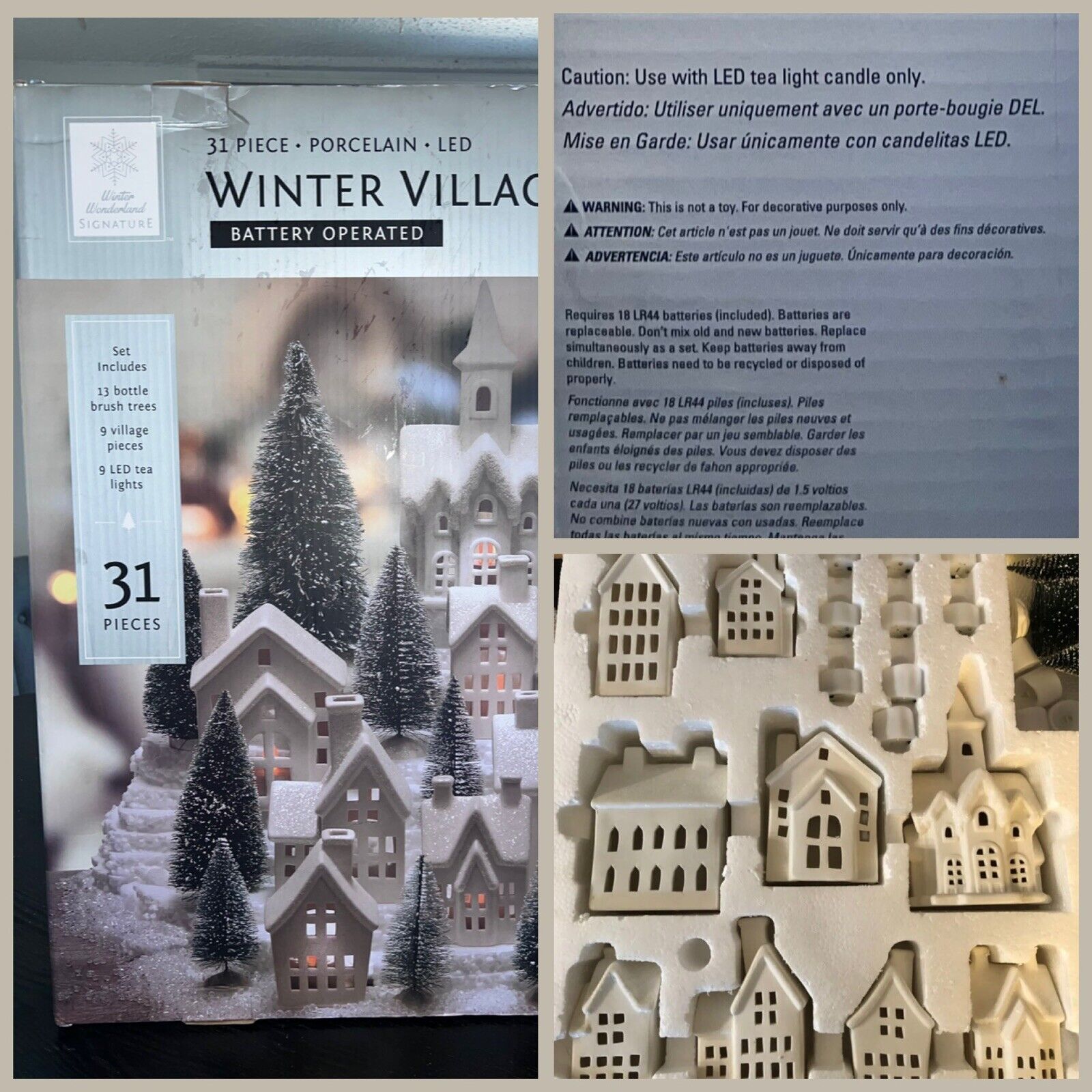🎄31 Winter Wonderland Signature Porcelain LED Winter Village Battery Operated