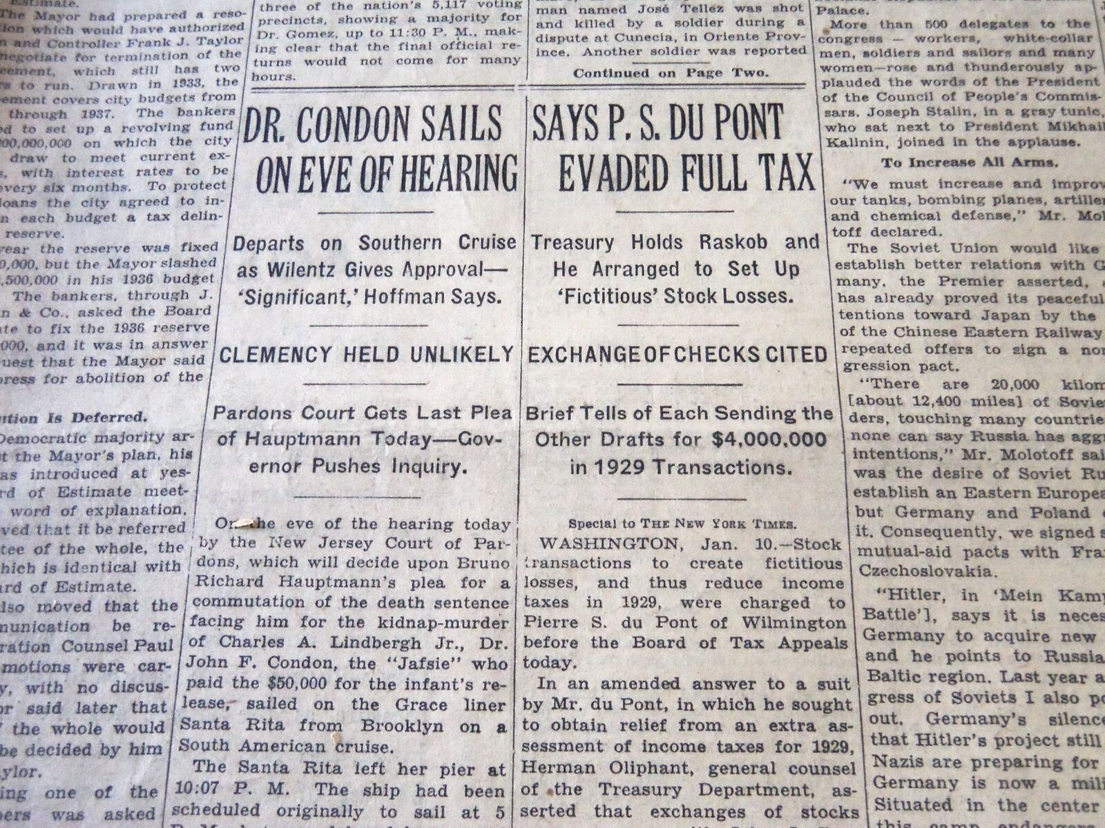 1936 JANUARY 11 NEW YORK TIMES - DR. CONDON SAILS ON EVE OF HEARING - NT 6348