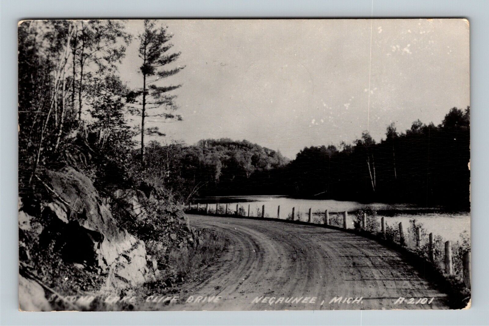 RPPC Negaunee MI, Second Lake Cliff Drive, Michigan c1961 Vintage Postcard