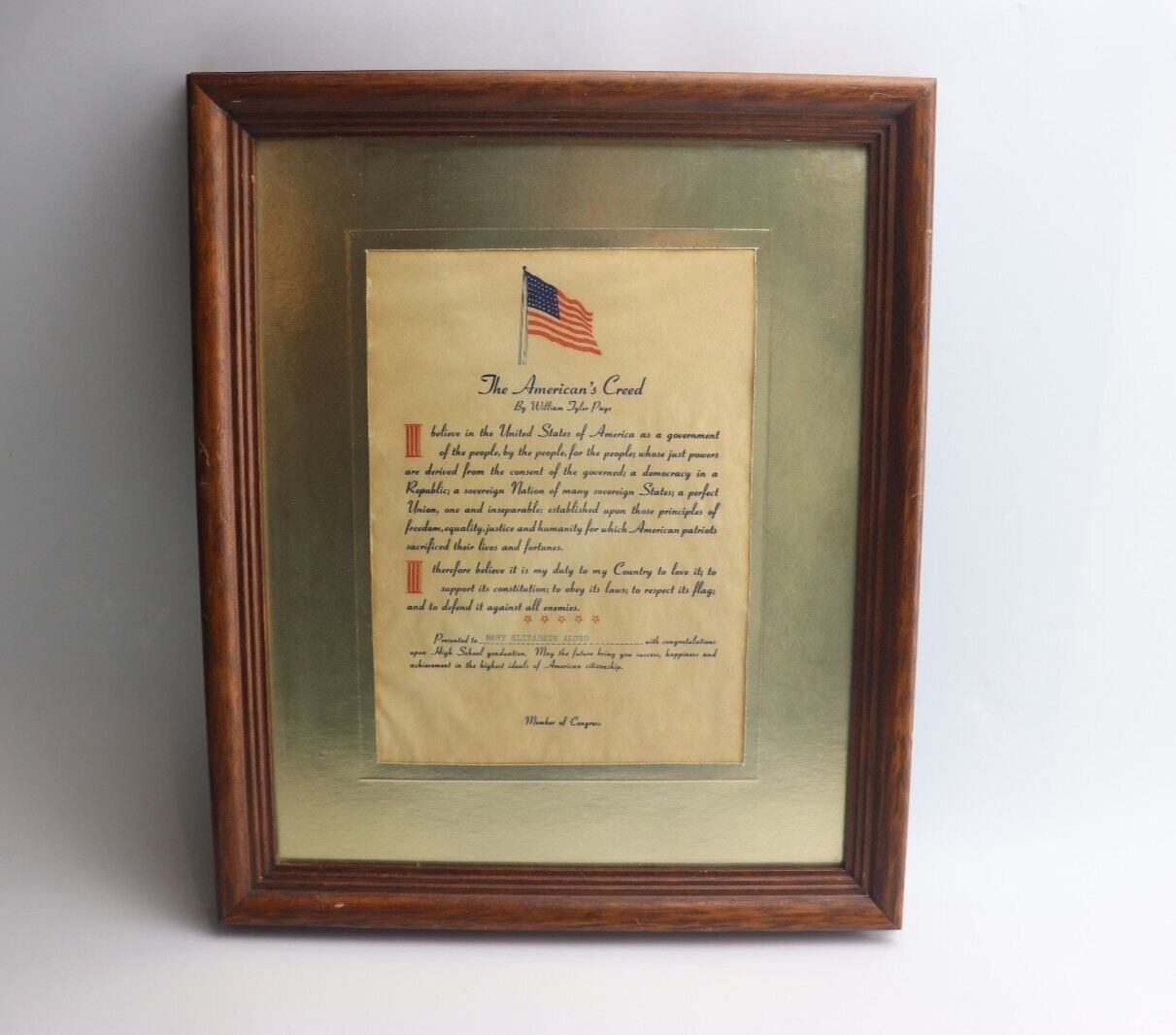 The American Creed Framed Print Vintage Picture Art