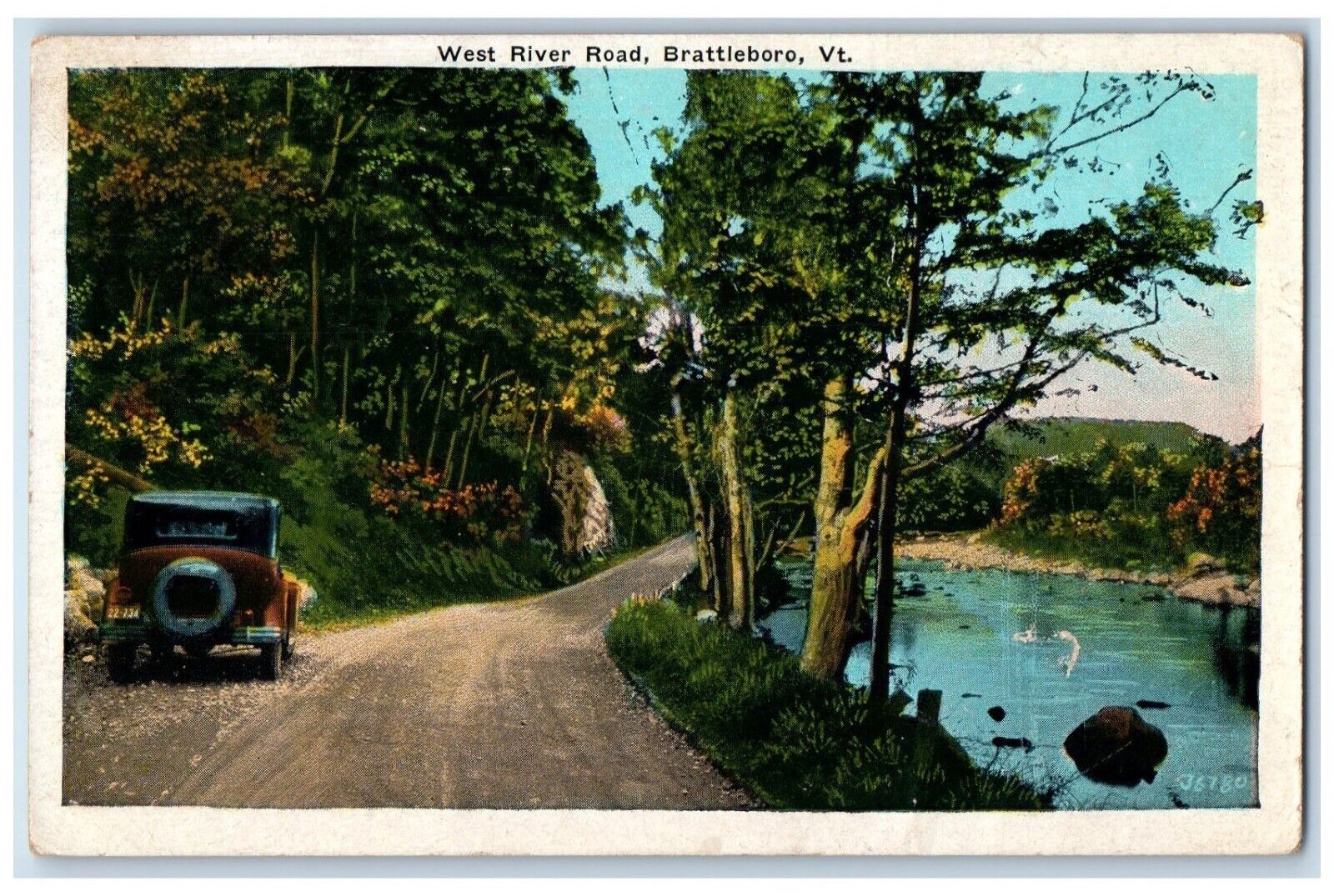1934 West River Road Car Brattleboro West Minster Vermont VT Vintage Postcard