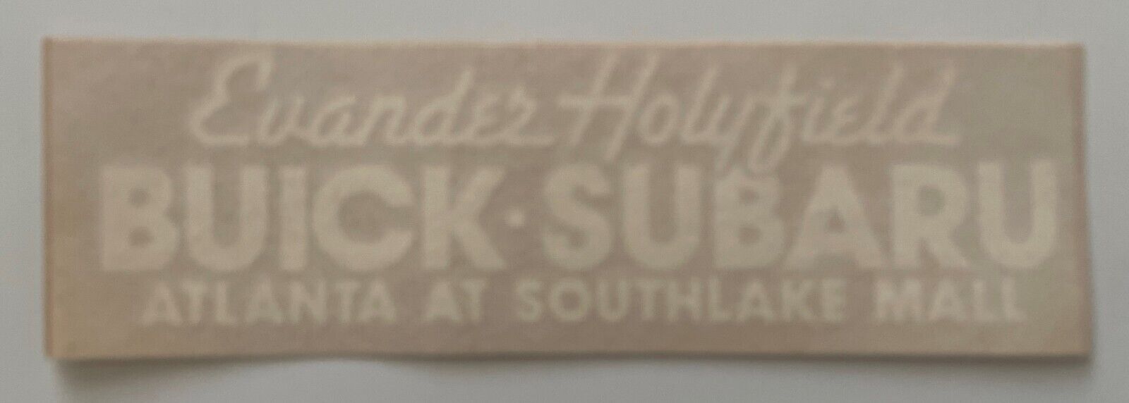 1990 EVANDER HOLYFIELD BUICK SUBARU Dealership Sticker ATLANTA GA SOUTHLAKE MALL