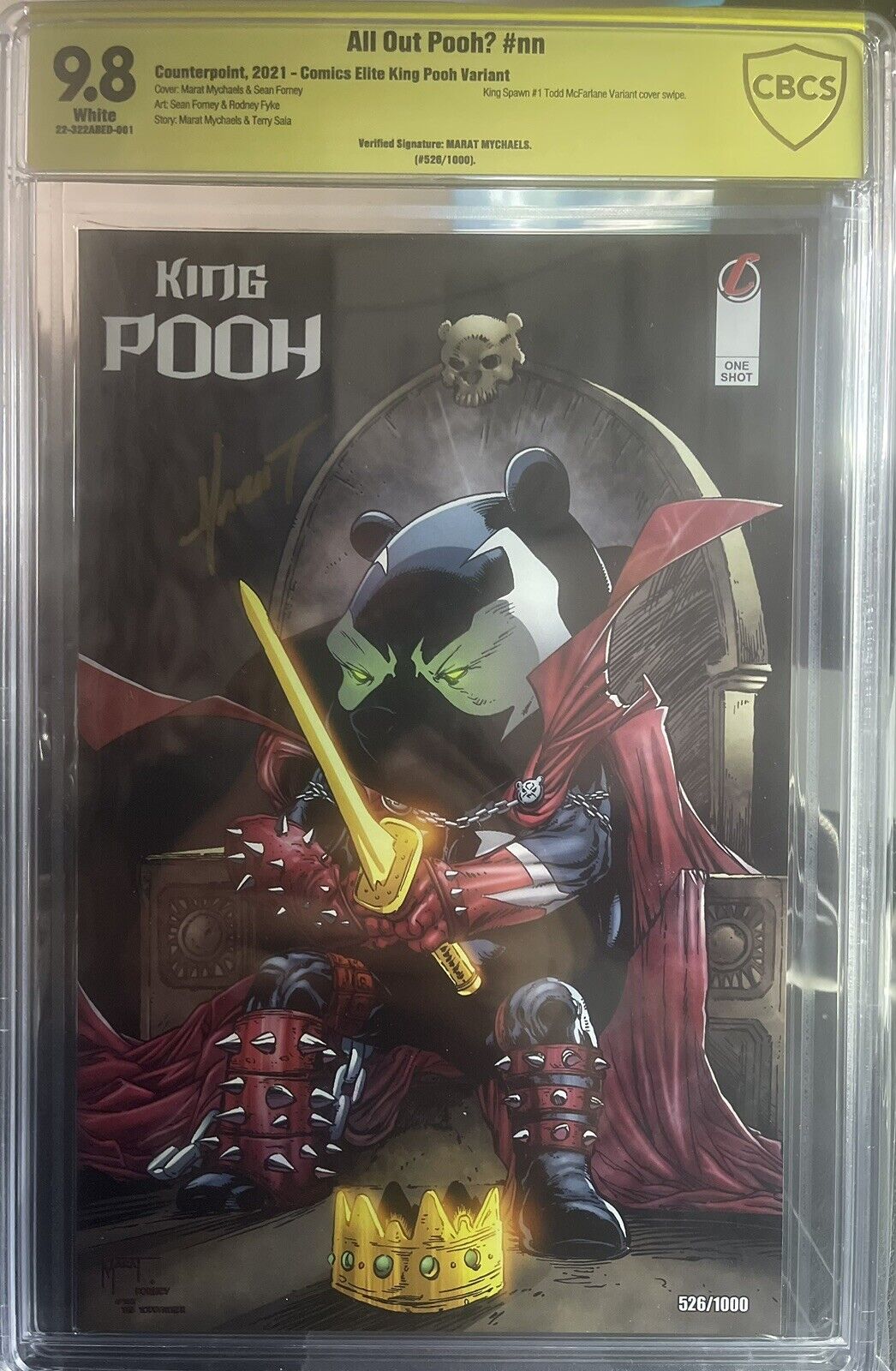 KING POOH CBCS 9.8 SPAWN HOMAGE ALL OUT POOH #1 COVER A MARAT MICHAELS 526/1000