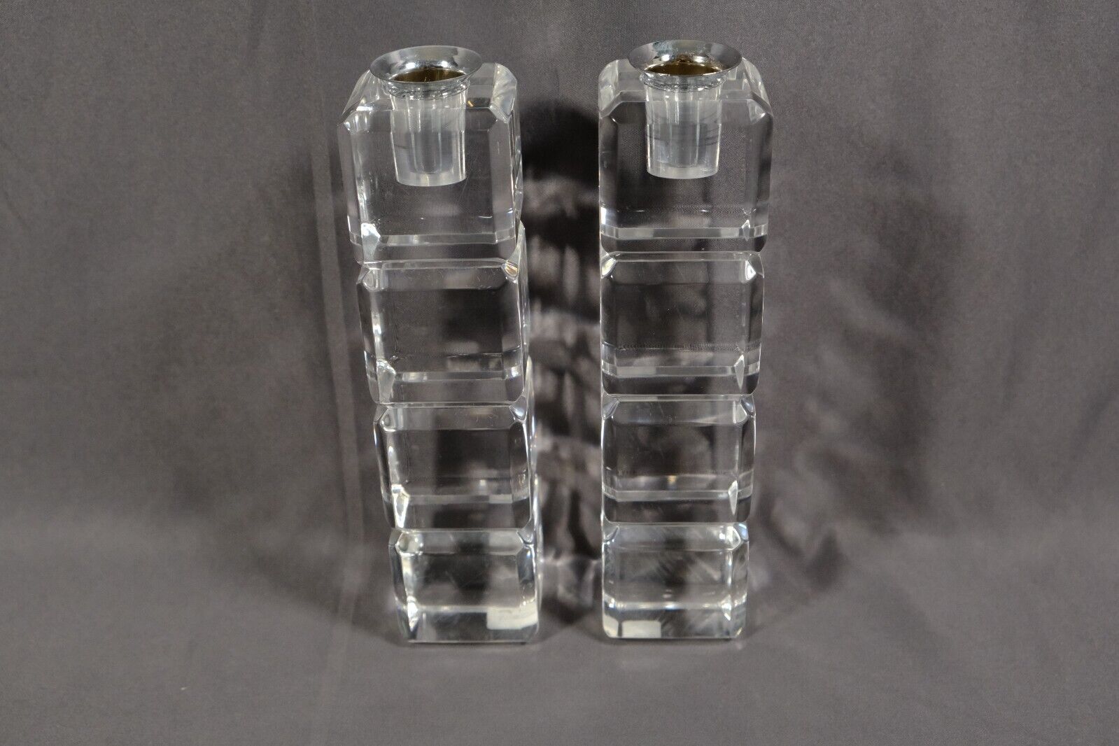 Pair of Vintage Peter Alan Designs Lucite Acrylic Candle Stick Holder 7 1/2\