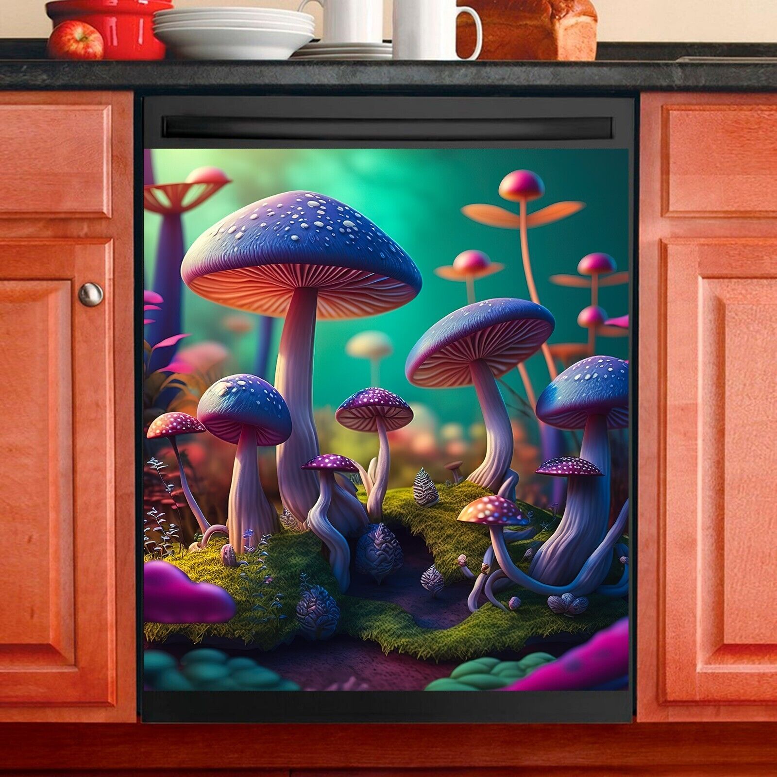 Magic Mushroom Magnet Dishwasher Cover - Mushroom Kitchen Decor