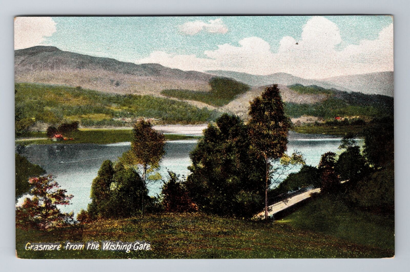 Grasmere-England, Lake From The Wishing Gate, Antique, Vintage Souvenir Postcard