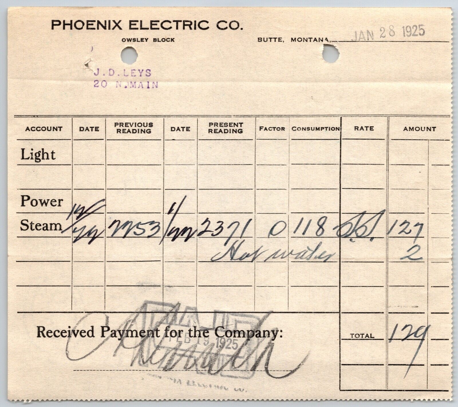 Butte, MT Phoenix Electric Co.- Leys Jewelry 1925 