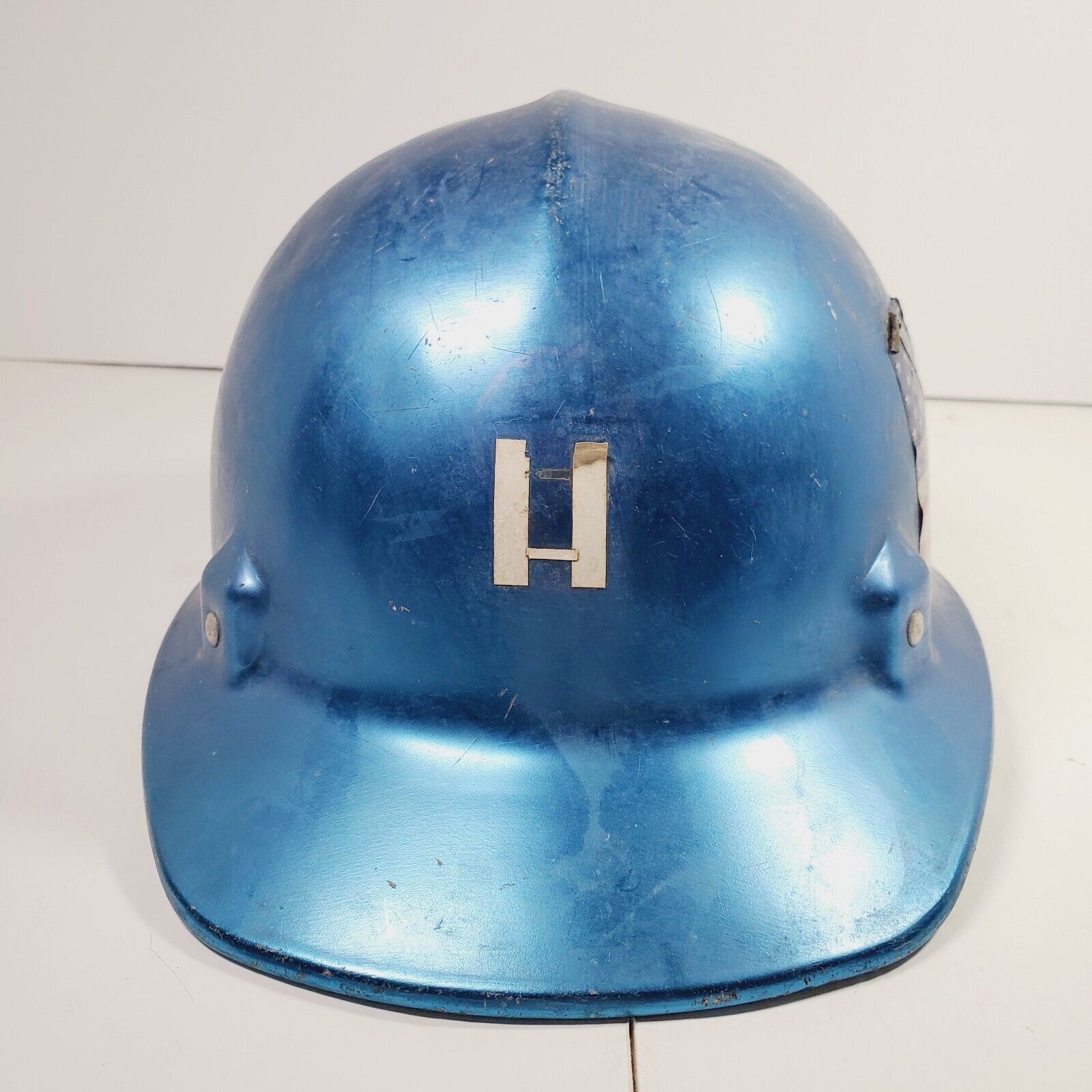 Vintage Jackson Products Aluminum Hard Hat Helmet Metallic Blue Chrome No Liner