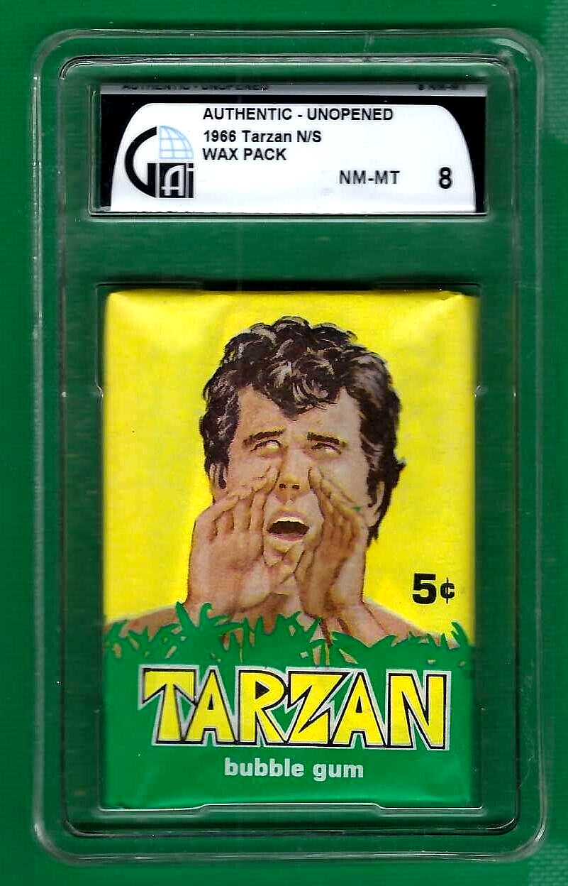 1966 TARZAN UNOPENED CARD WAX PACK (GRADED GAI 8 NM-MT)  PHILLY GUM
