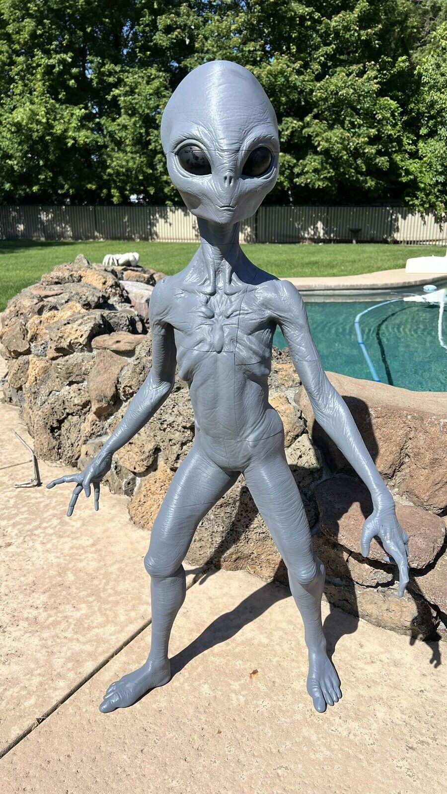Grey Alien Arms Spread Life Size DIY Statue